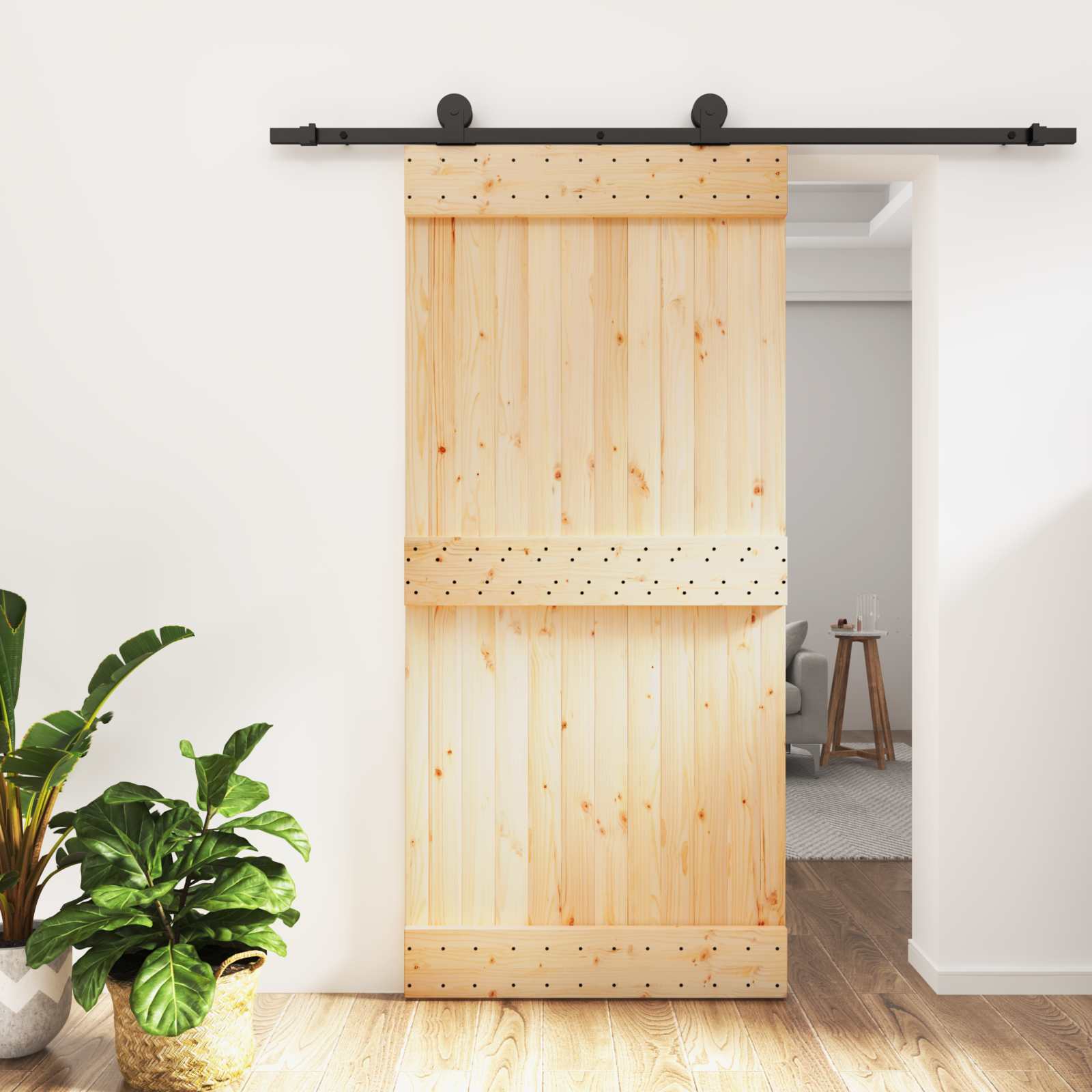 Slankios durys Natūrali ir juoda 95 x 210 cm