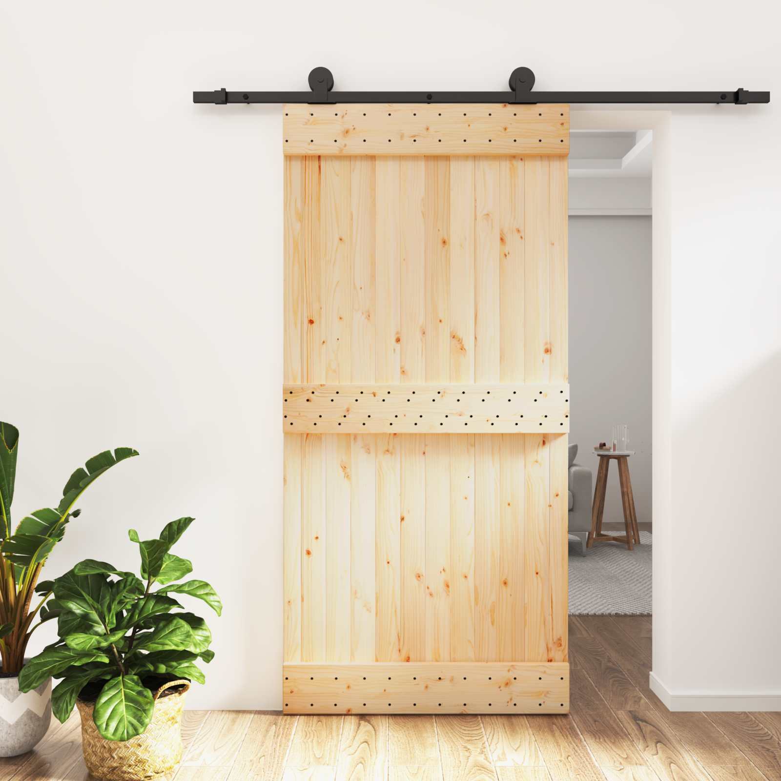 Slankios durys Natūrali ir juoda 100 x 210 cm