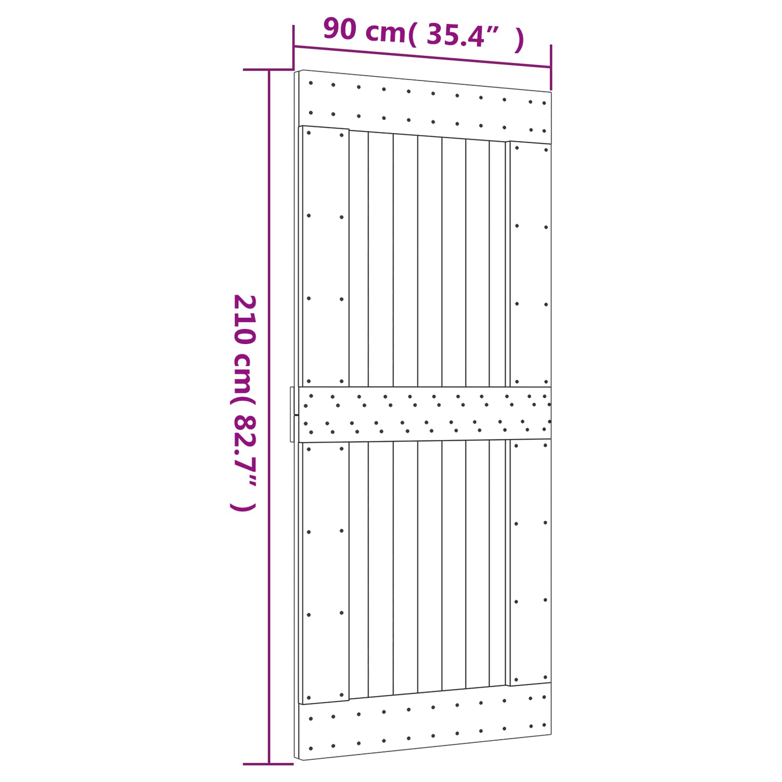 Slankios durys Natūrali ir juoda 90 x 210 cm