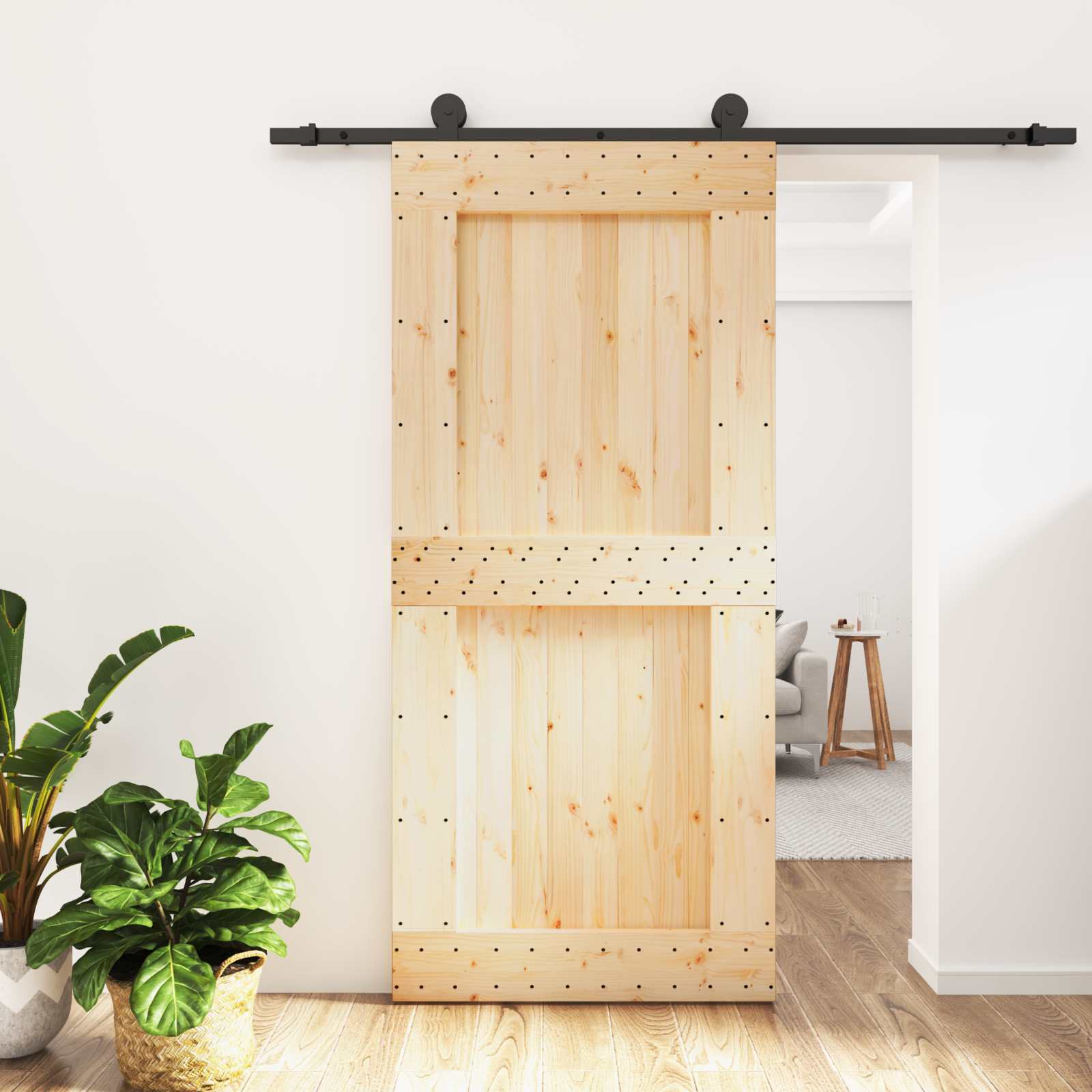 Slankios durys Natūrali ir juoda 95 x 210 cm