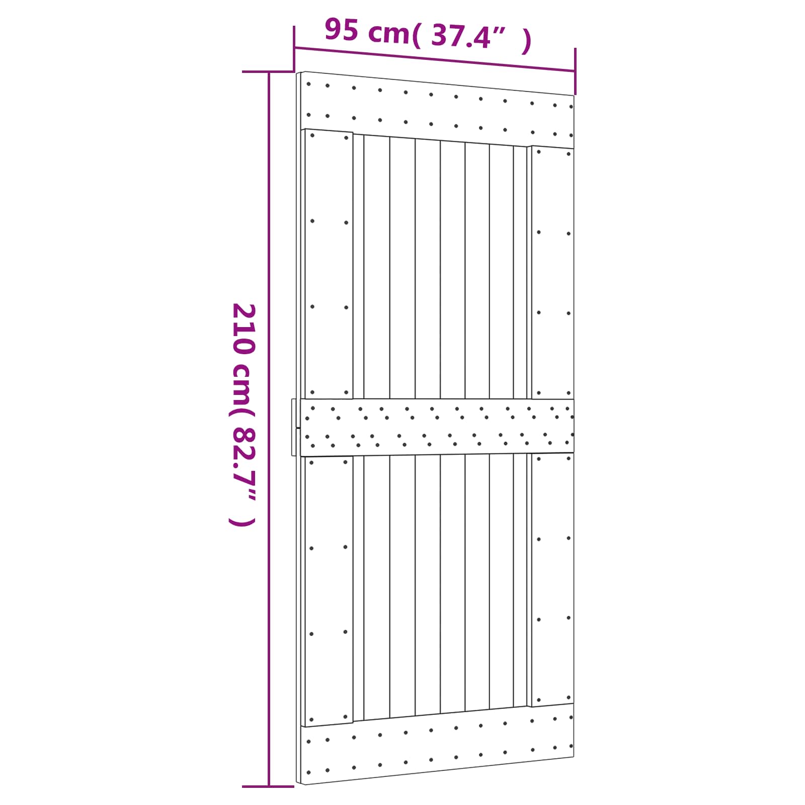 Slankios durys Natūrali ir juoda 95 x 210 cm