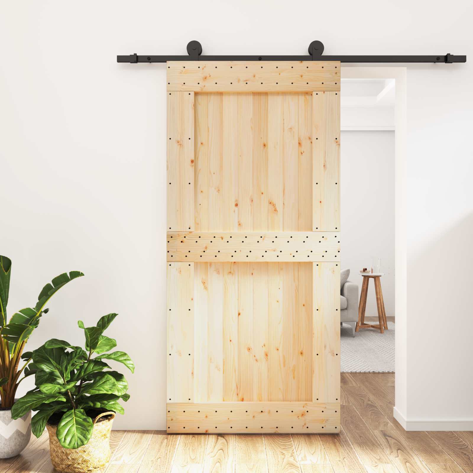 Slankios durys Natūrali ir juoda 100 x 210 cm