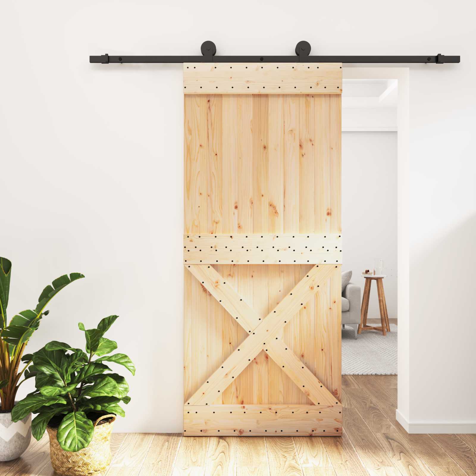 Slankios durys Natūrali ir juoda 90 x 210 cm