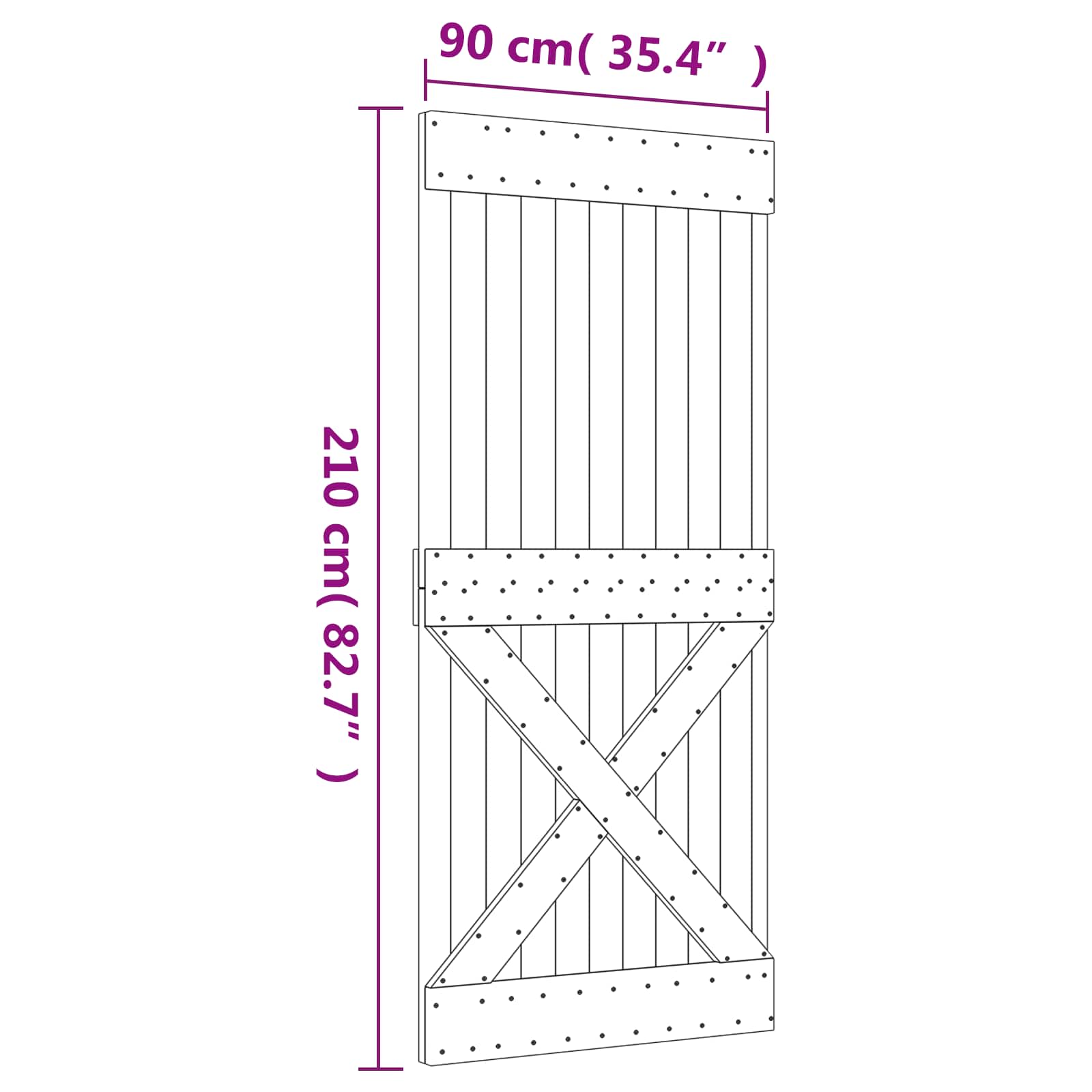 Slankios durys Natūrali ir juoda 90 x 210 cm