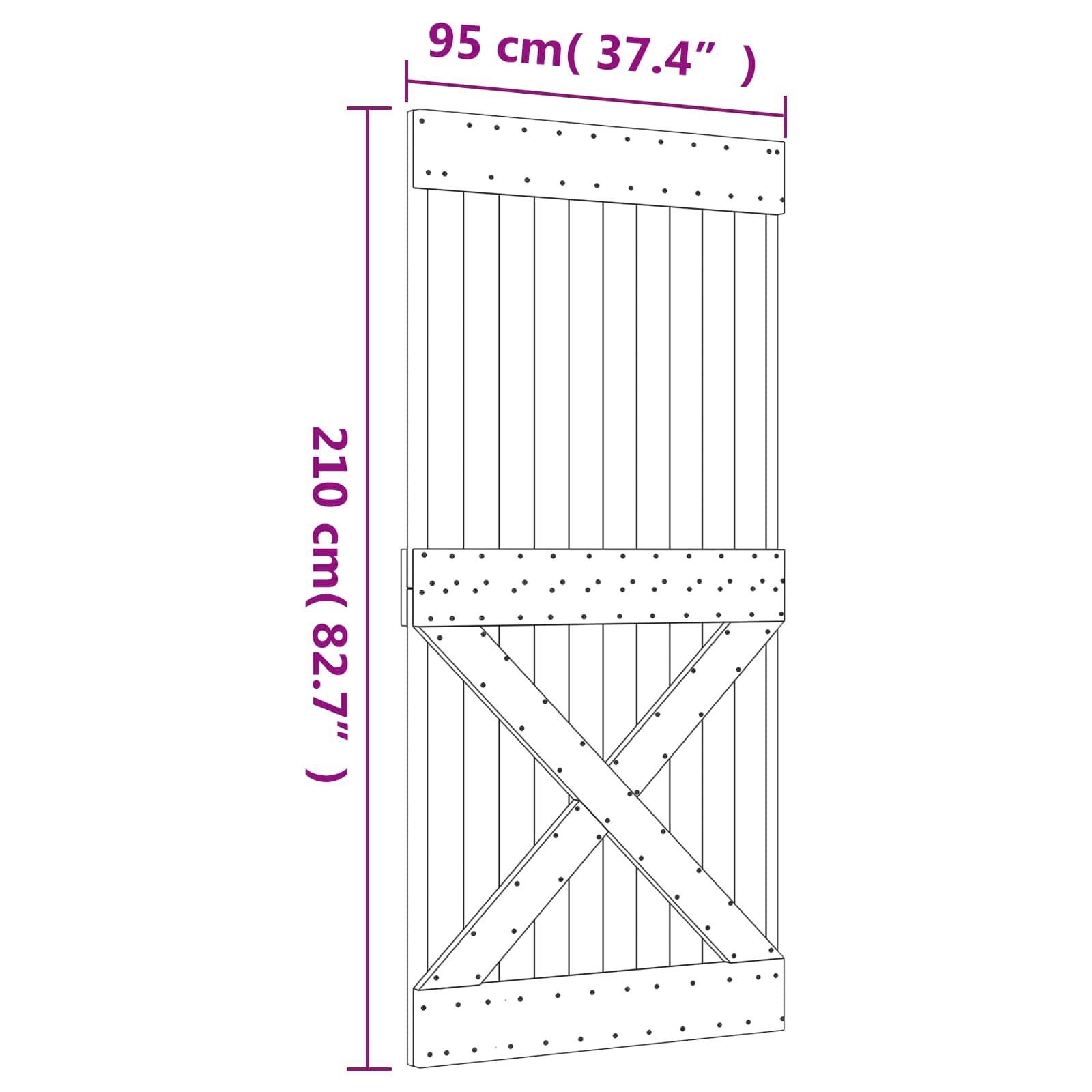 Slankios durys Natūrali ir juoda 95 x 210 cm