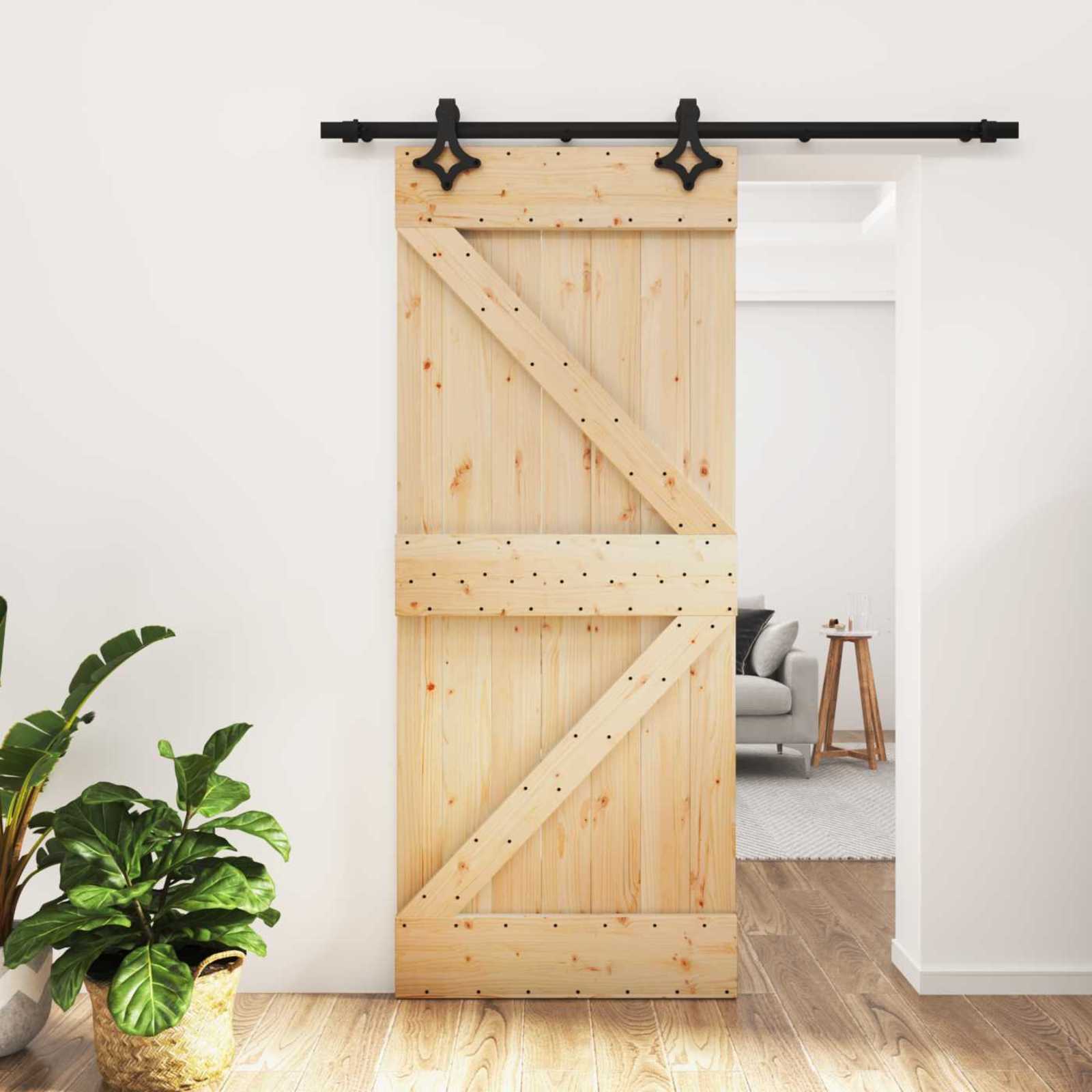 Slankios durys Natūrali ir juoda 85 x 210 cm