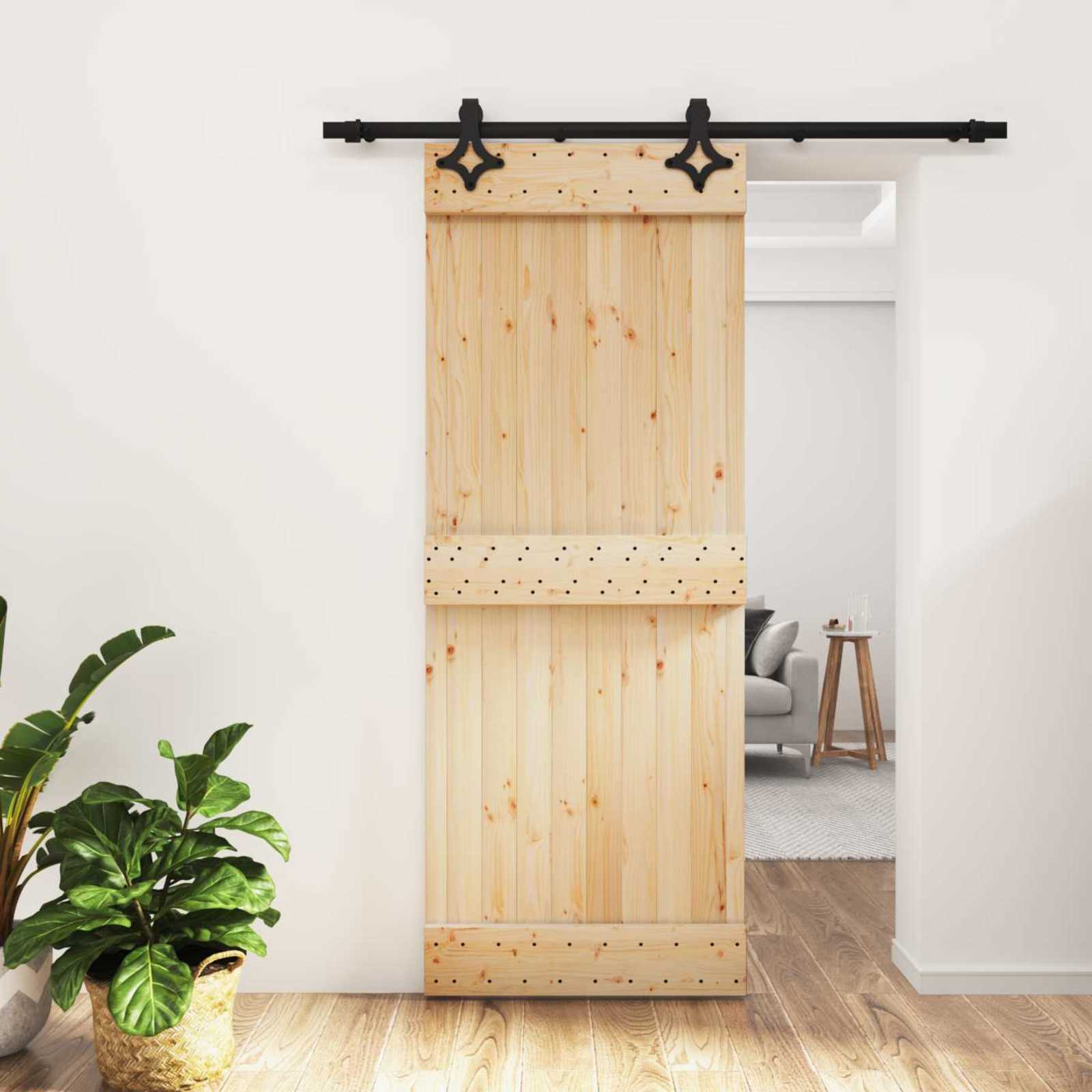 Slankios durys Natūrali ir juoda 80 x 210 cm