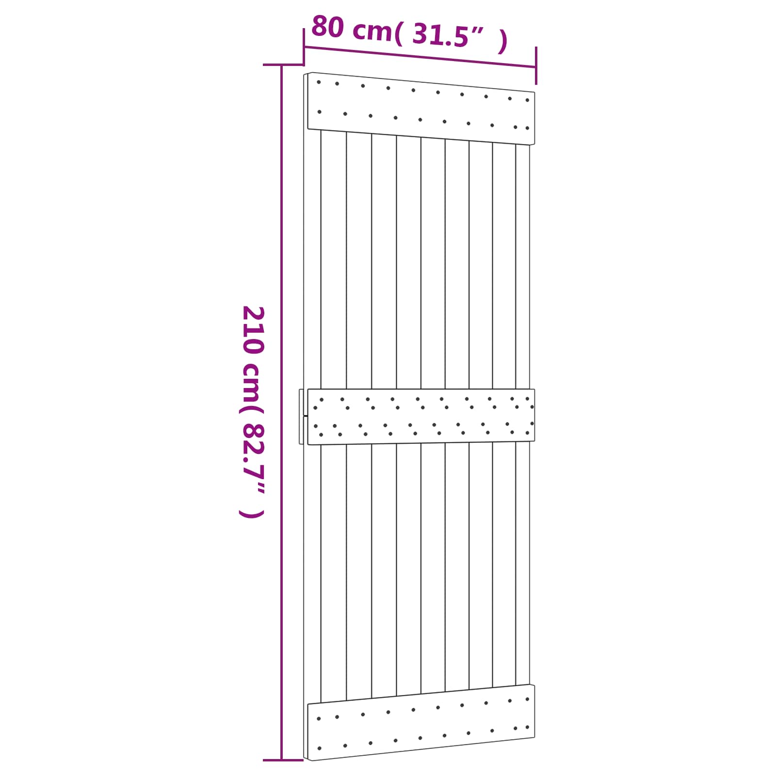 Slankios durys Natūrali ir juoda 80 x 210 cm