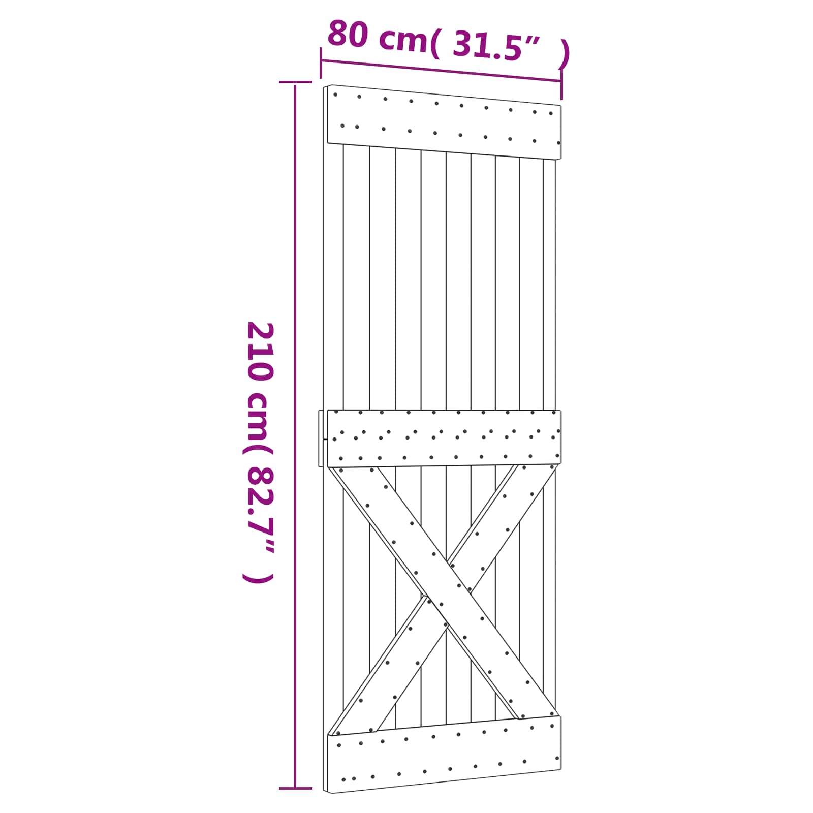 Slankios durys Natūrali ir juoda 80 x 210 cm