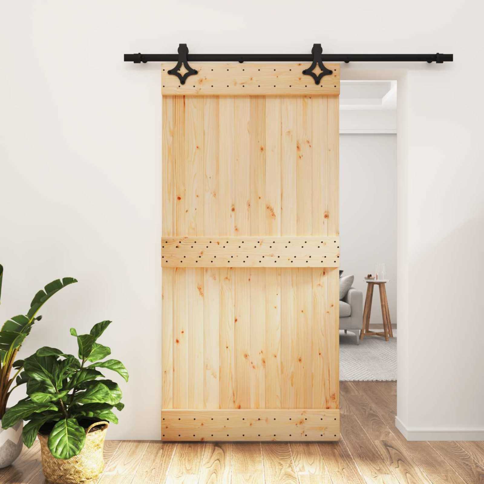 Slankios durys Natūrali ir juoda 100 x 210 cm