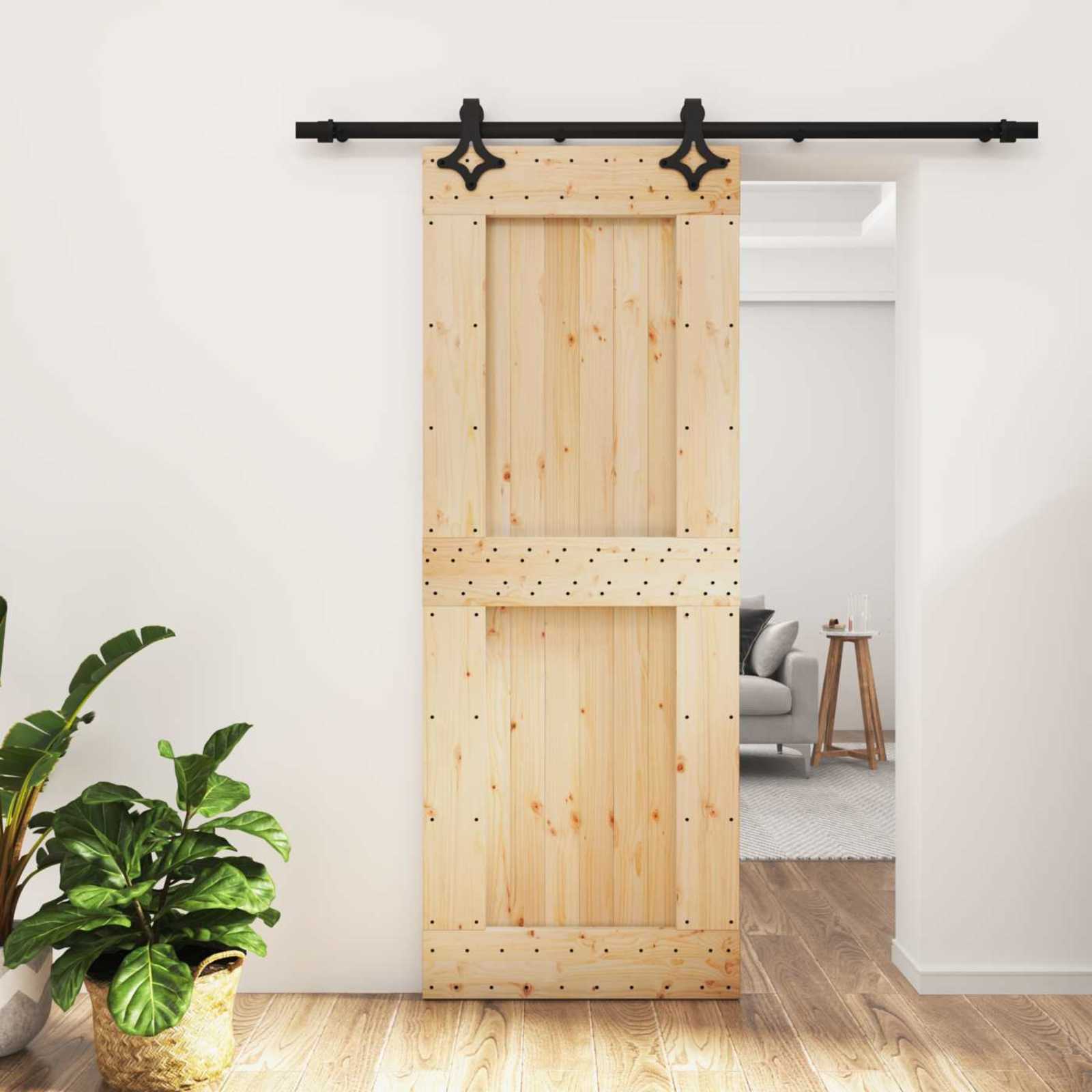 Slankios durys Natūrali ir juoda 80 x 210 cm