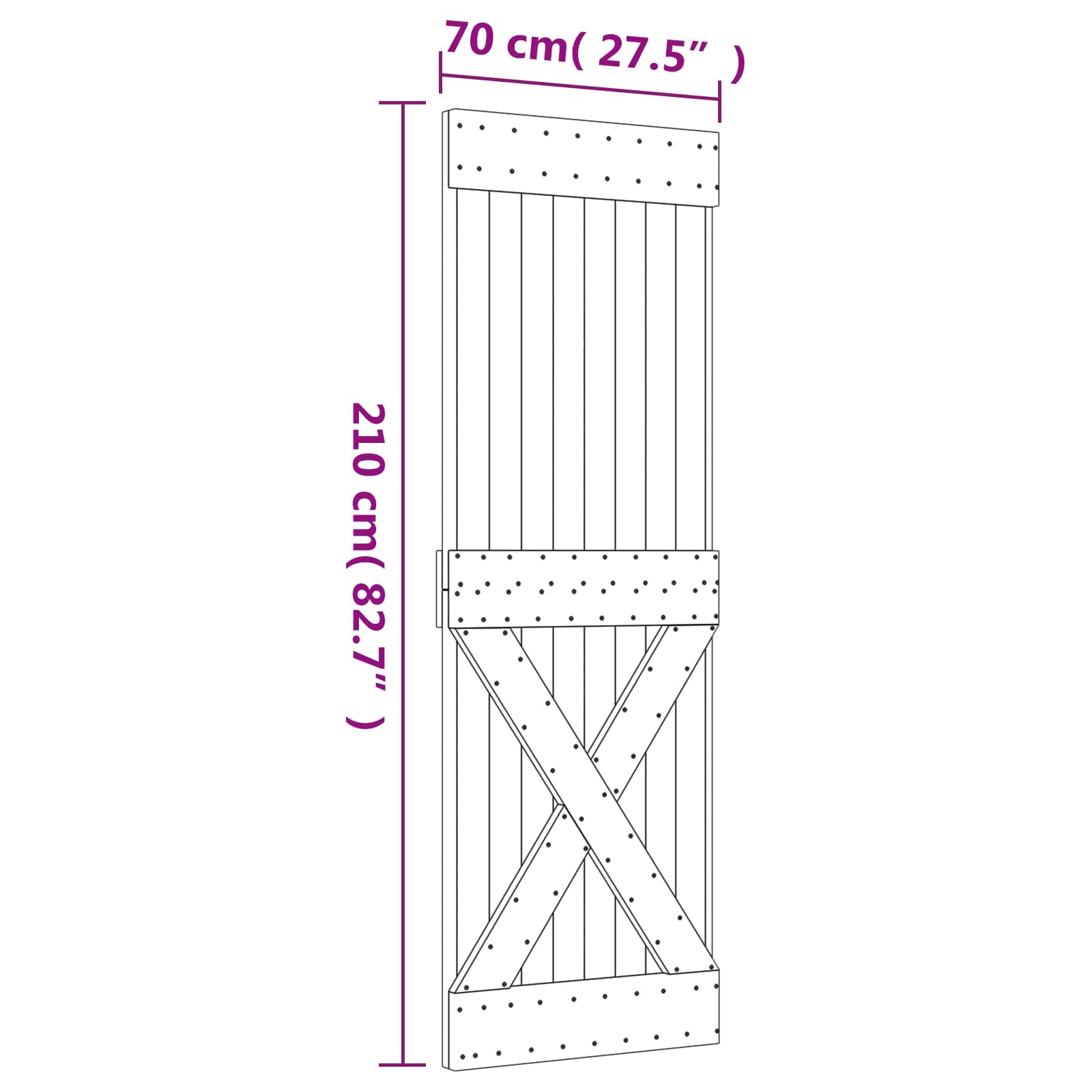 Slankios durys Natūrali ir juoda 70 x 210 cm
