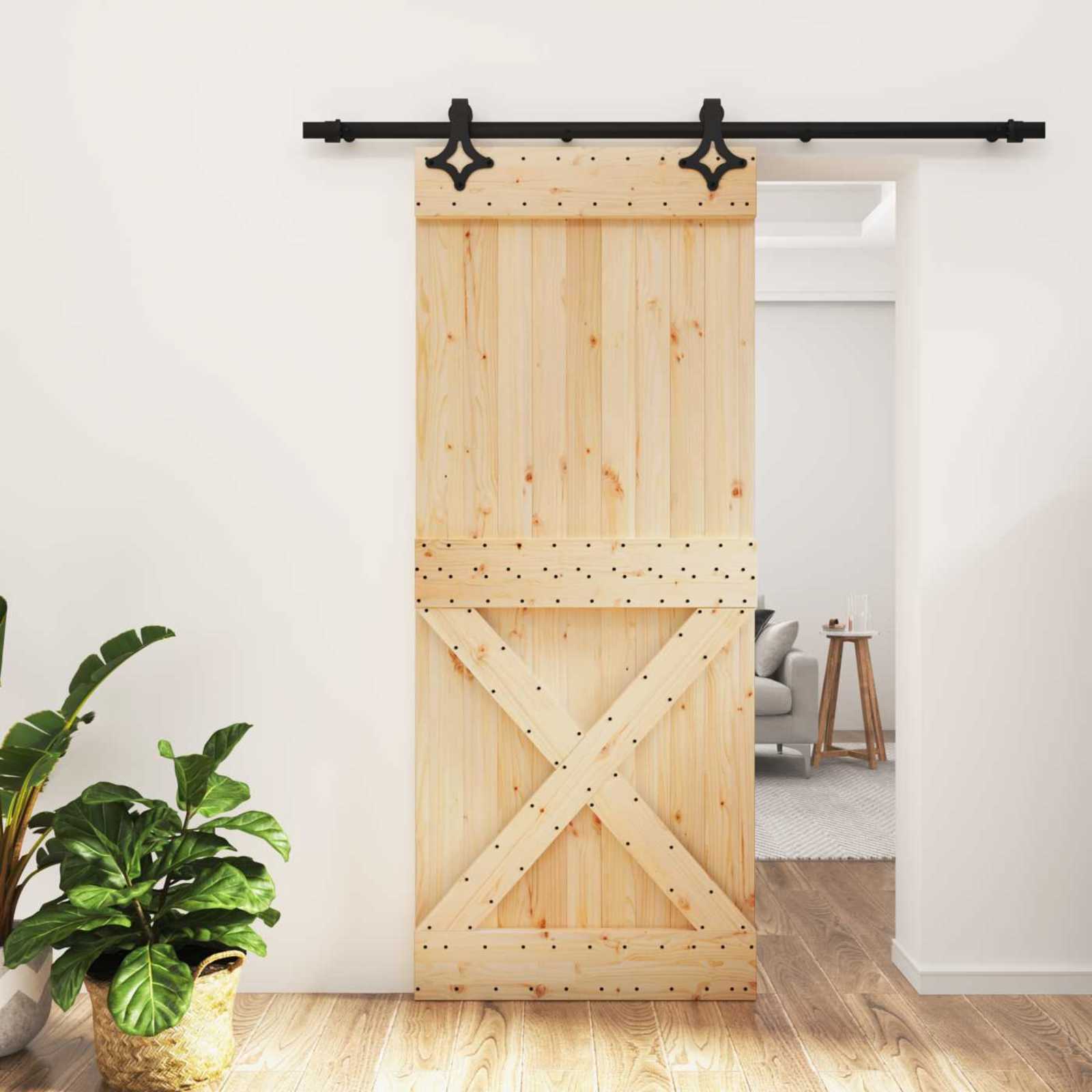 Slankios durys Natūrali ir juoda 85 x 210 cm