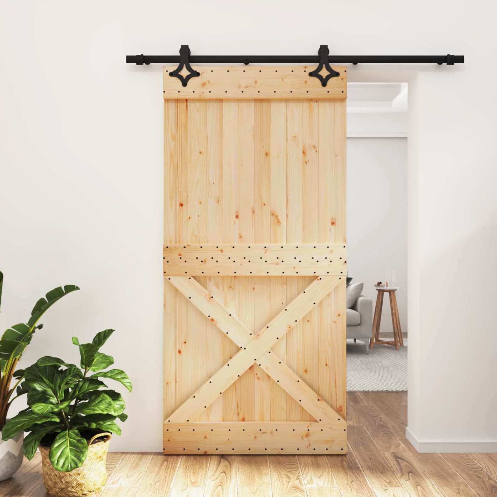 Slankios durys Natūrali ir juoda 100 x 210 cm