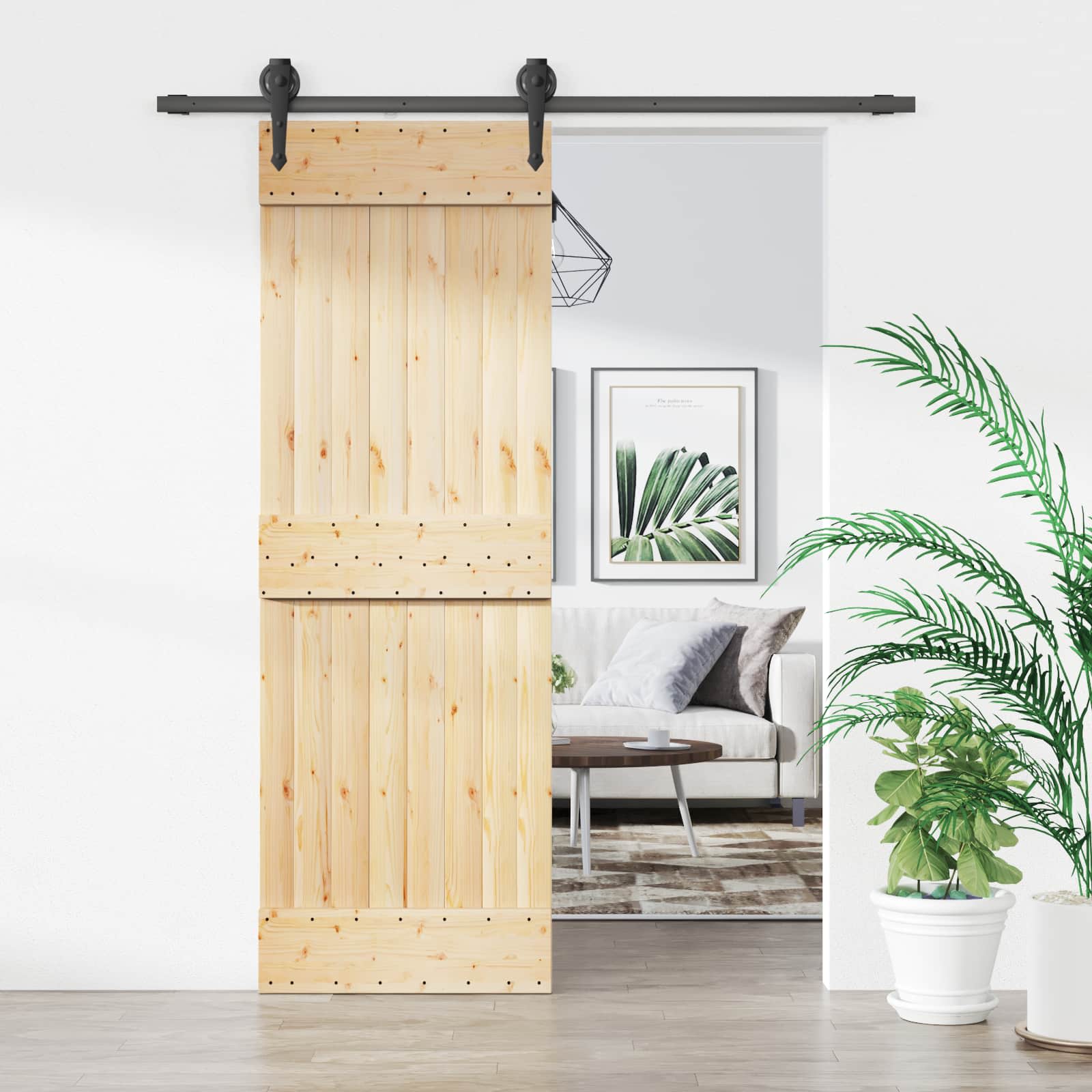 Slankios durys Natūrali ir juoda 70 x 210 cm