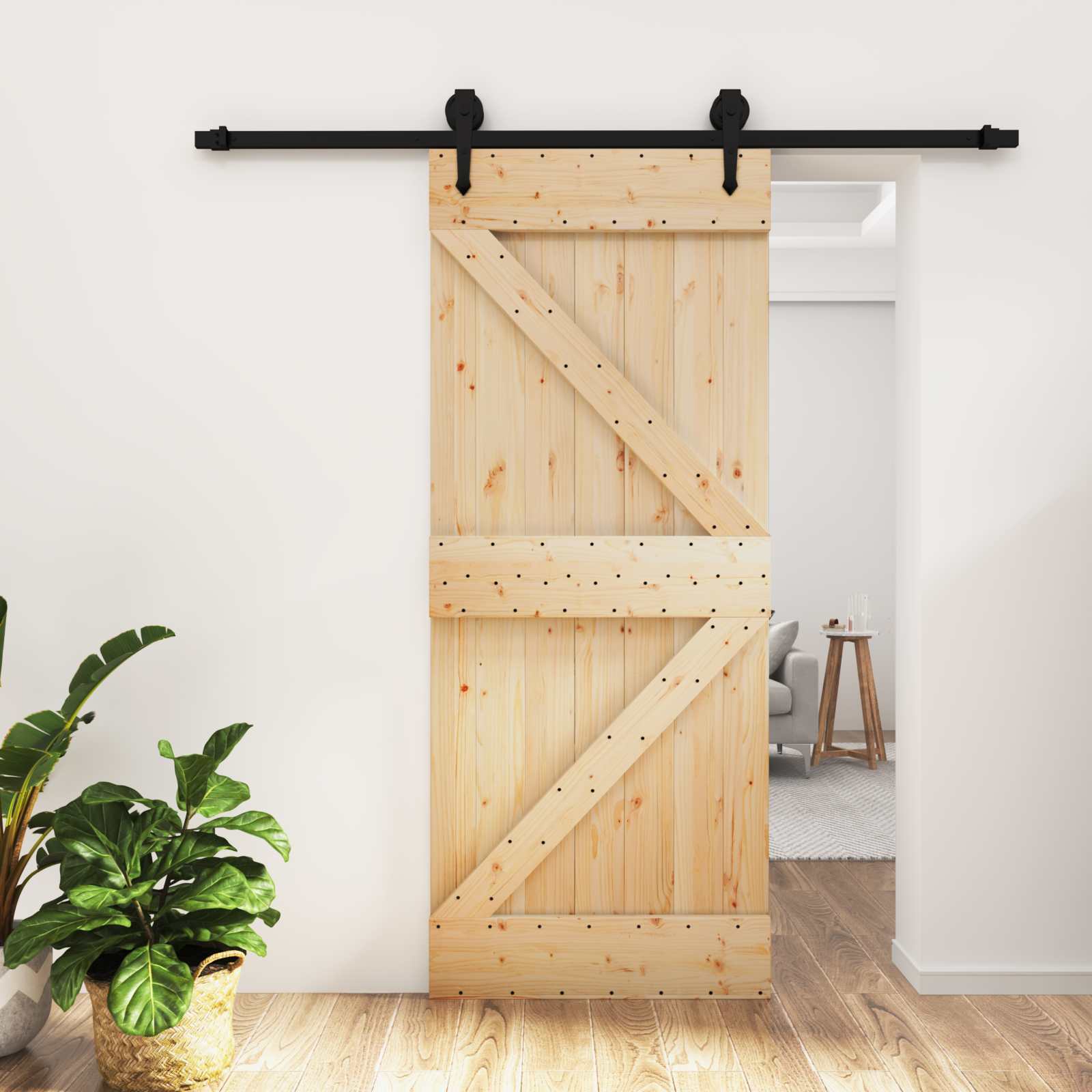 Slankios durys Natūrali ir juoda 85 x 210 cm