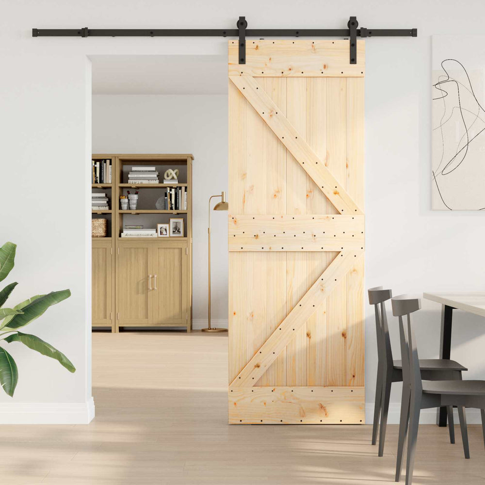 Slankios durys NARVIK Natūrali ir juoda 70 x 210 cm (213,5 cm)