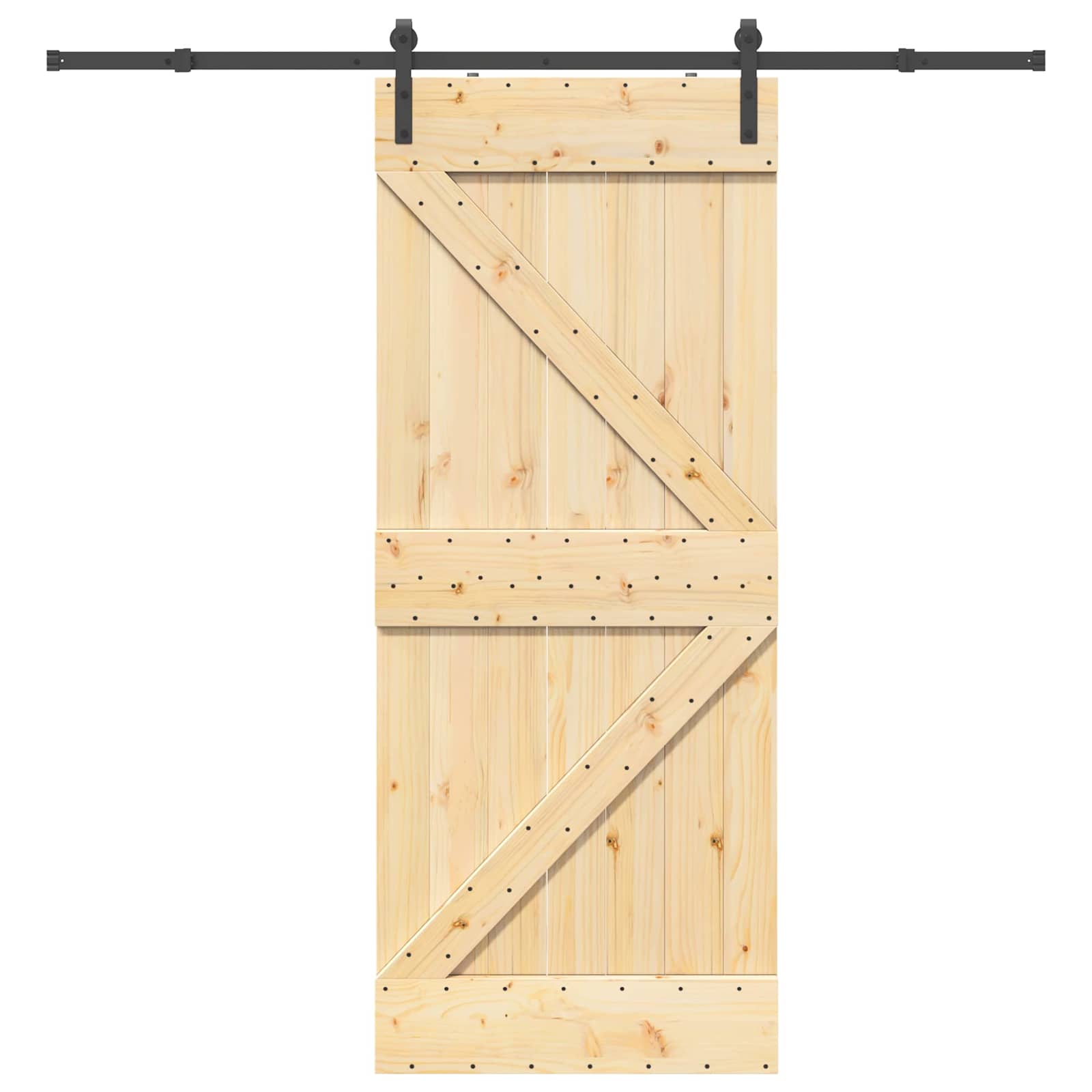Slankios durys NARVIK Natūrali ir juoda 85 x 210 cm (213,5 cm)