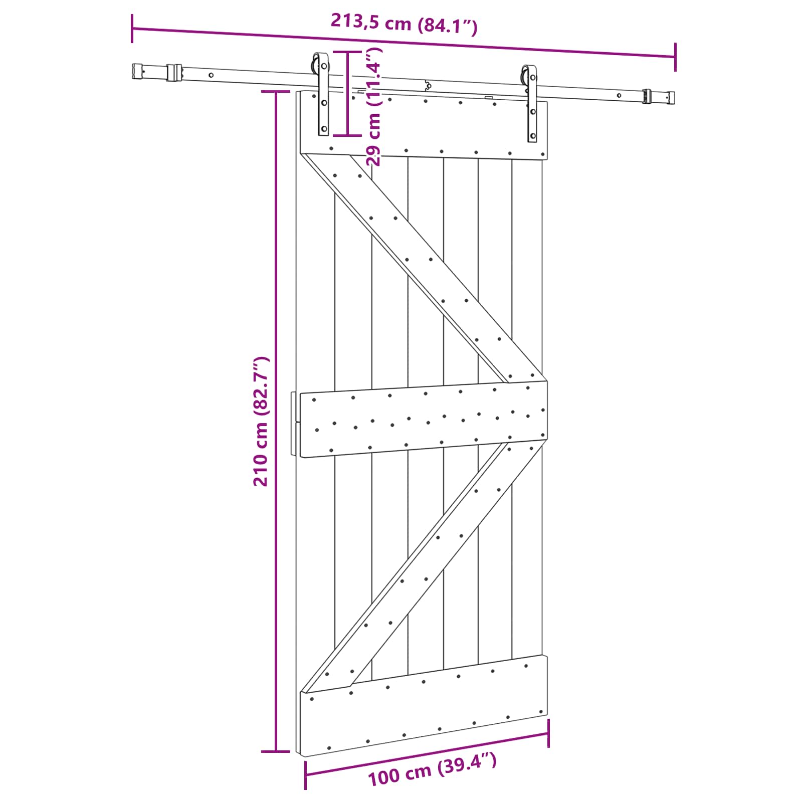 Slankios durys NARVIK 100 x 210 cm (213,5 cm) Natūrali ir juoda
