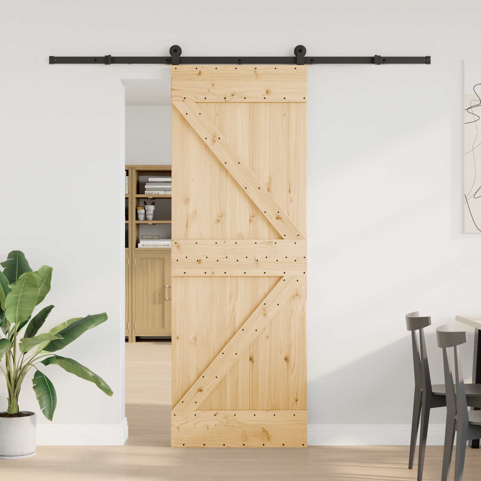 Bīdāmās durvis NARVIK Dabīgā un melna 70 x 210 cm (213,5 cm)