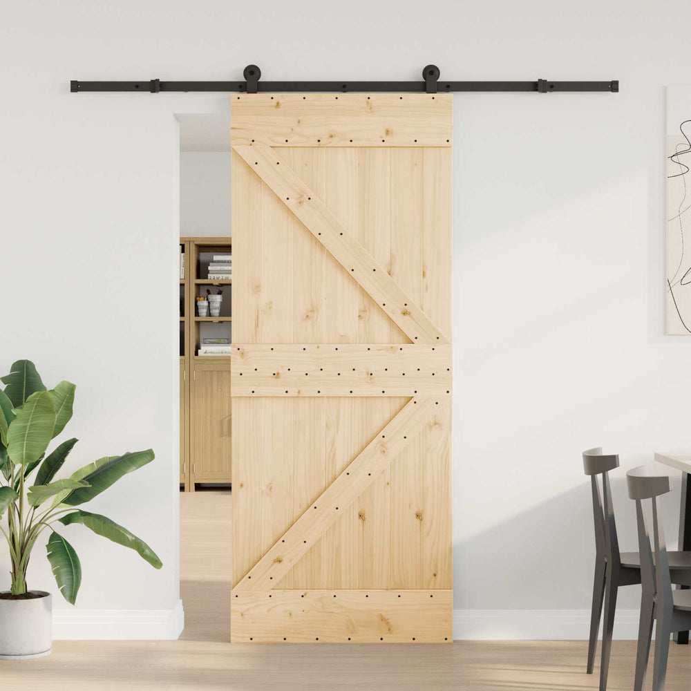 Slankios durys NARVIK Natūrali ir juoda 85 x 210 cm (213,5 cm)