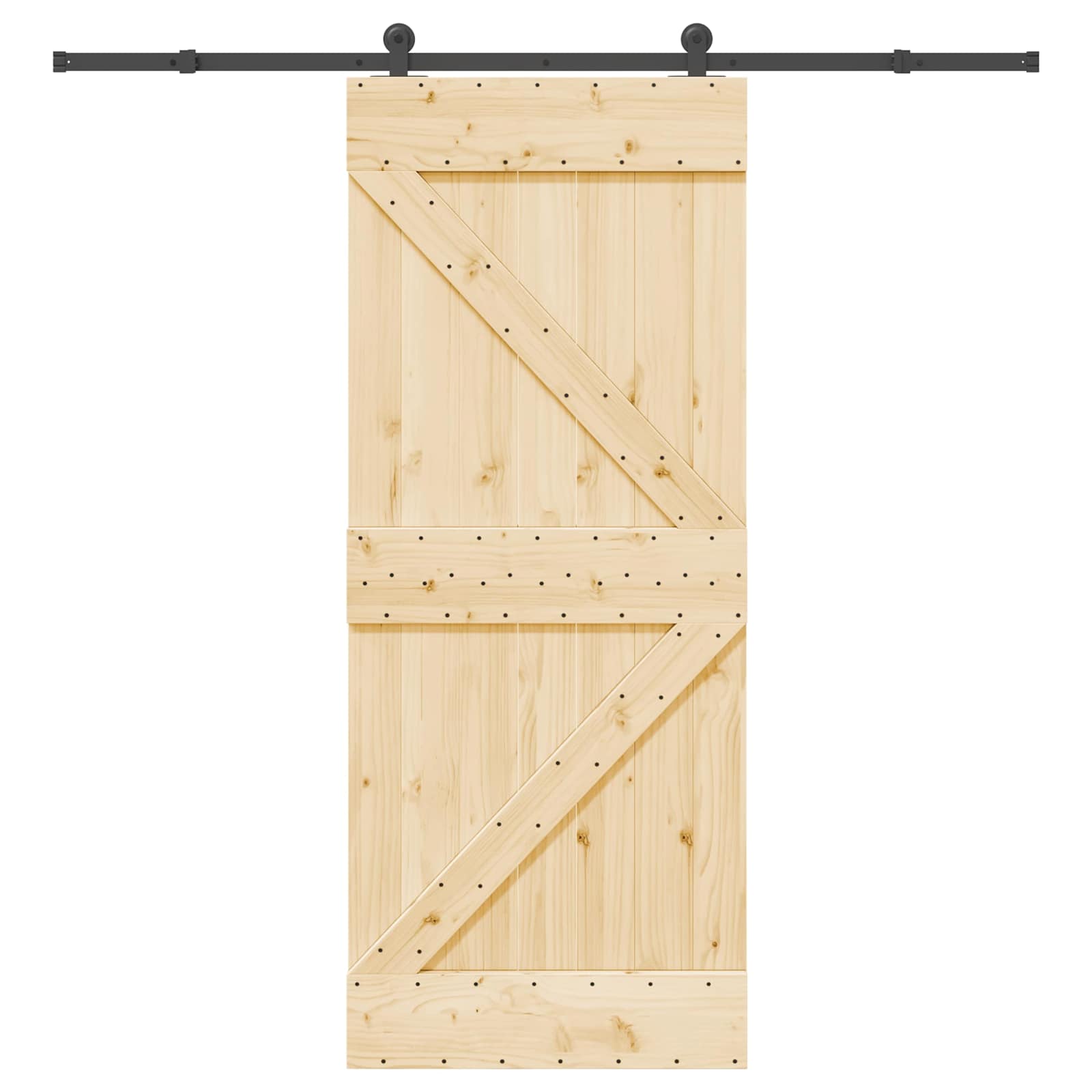 Slankios durys NARVIK Natūrali ir juoda 85 x 210 cm (213,5 cm)