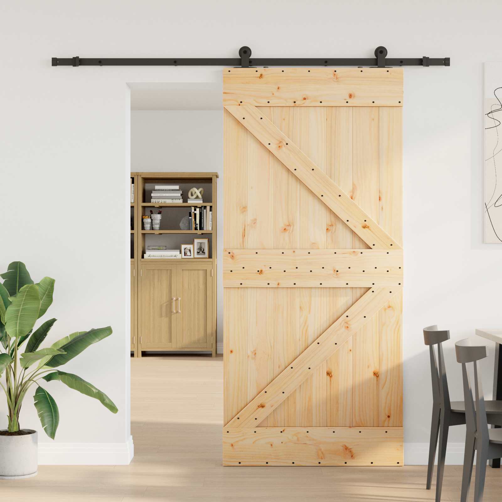Slankios durys NARVIK Natūrali ir juoda 90 x 210 cm (213,5 cm)