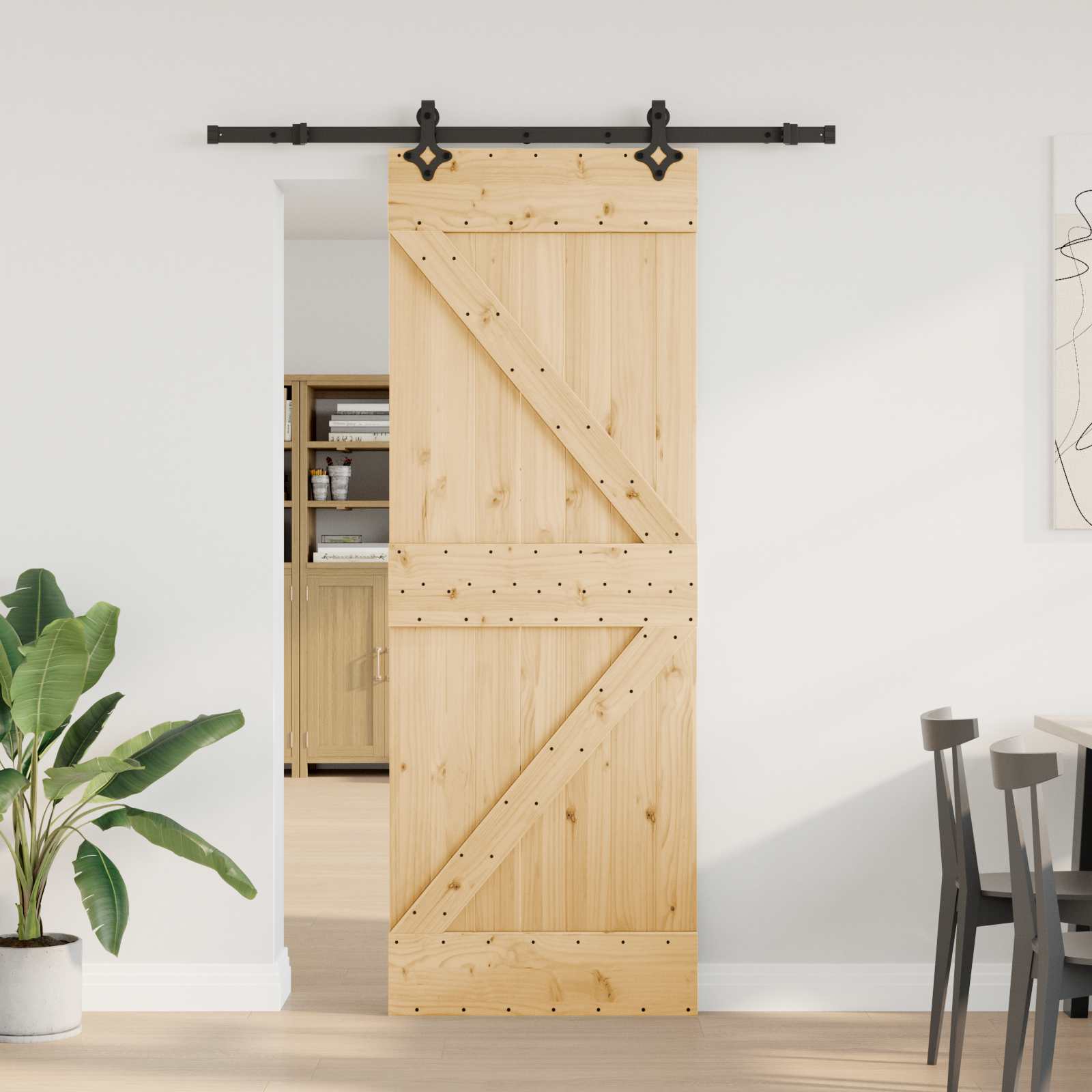 Slankios durys NARVIK Natūrali ir juoda 70 x 210 cm (152,5 cm)