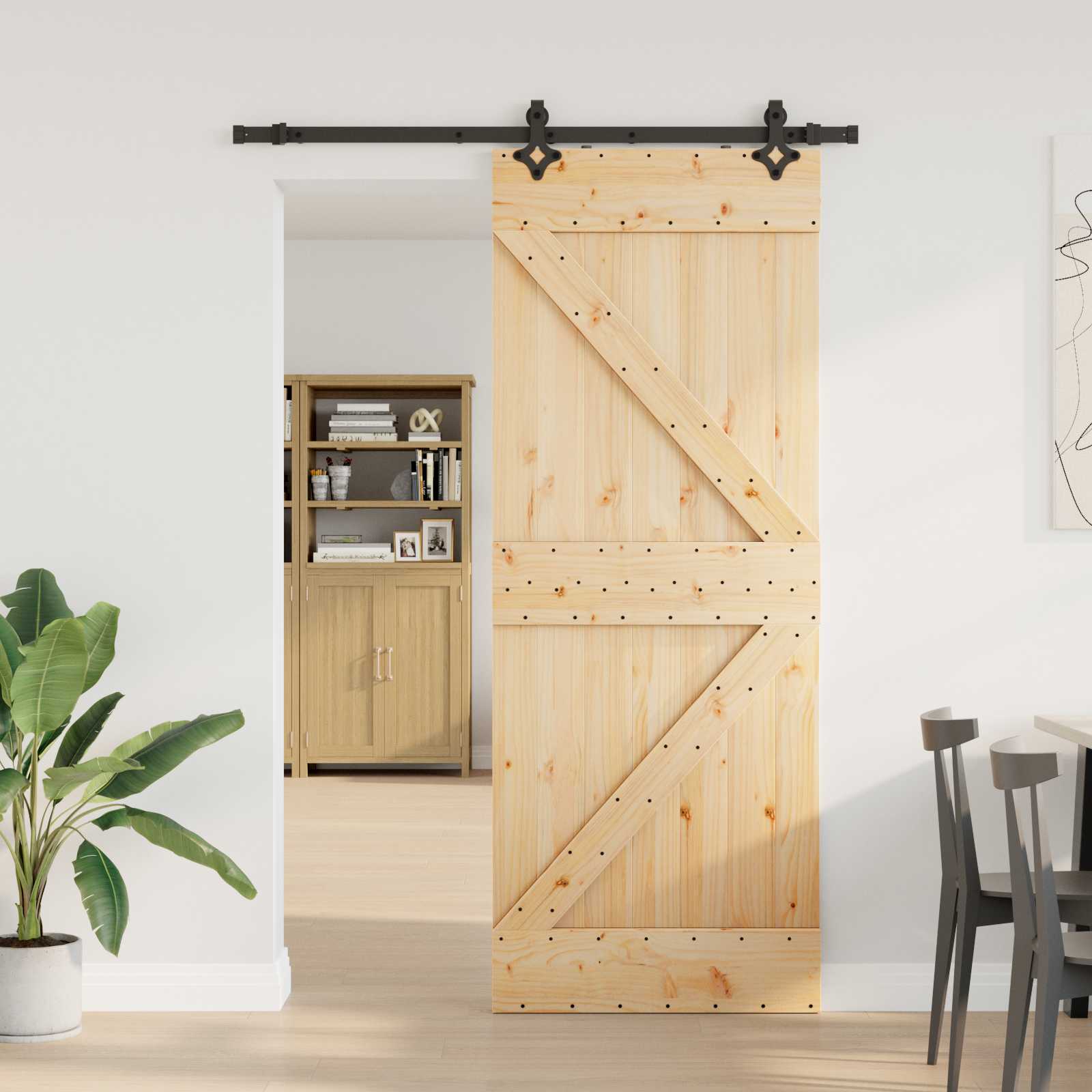 Bīdāmās durvis NARVIK Dabīgā un melna 80 x 210 cm (152,5 cm)