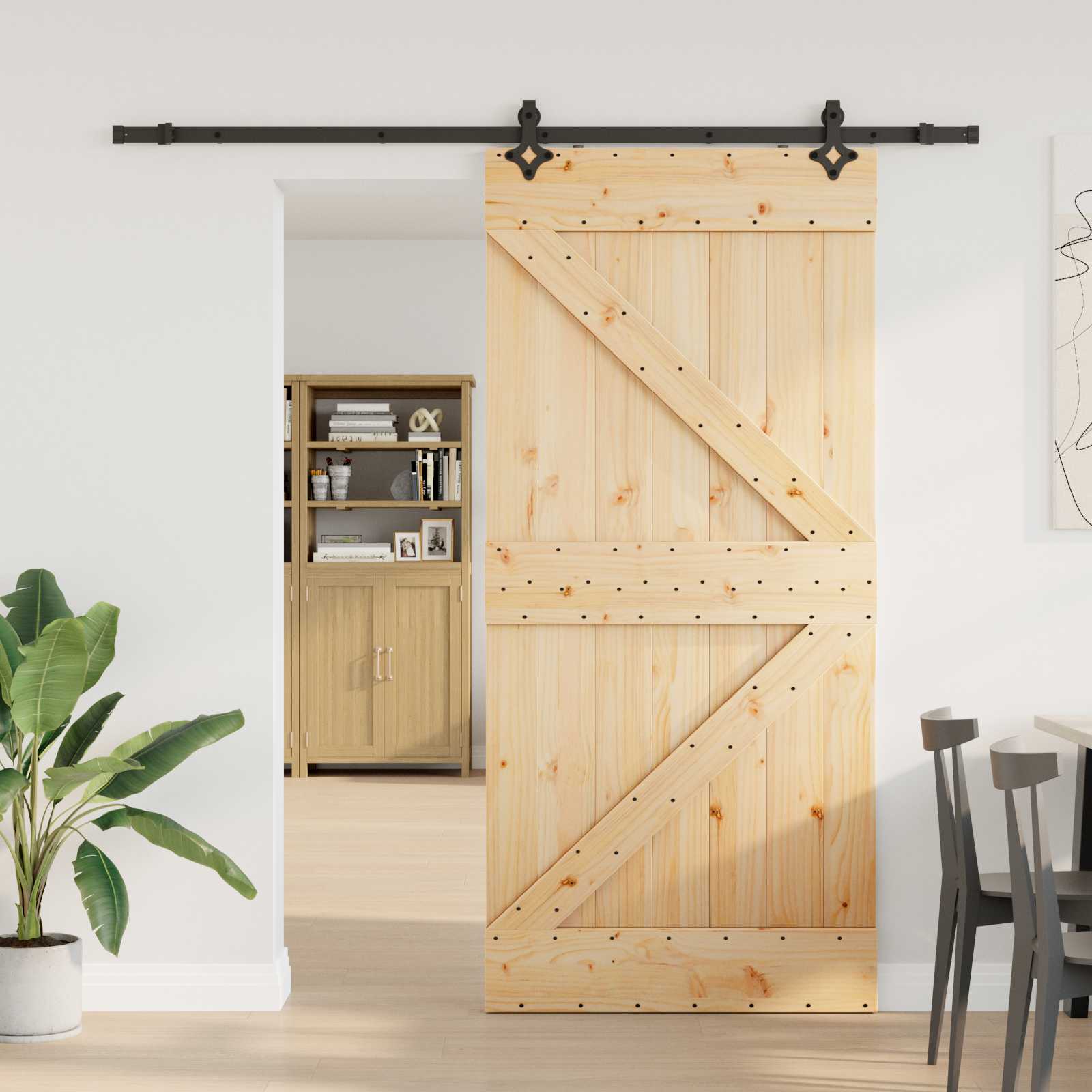 Slankios durys NARVIK Natūrali ir juoda 100 x 210 cm (213,5 cm)