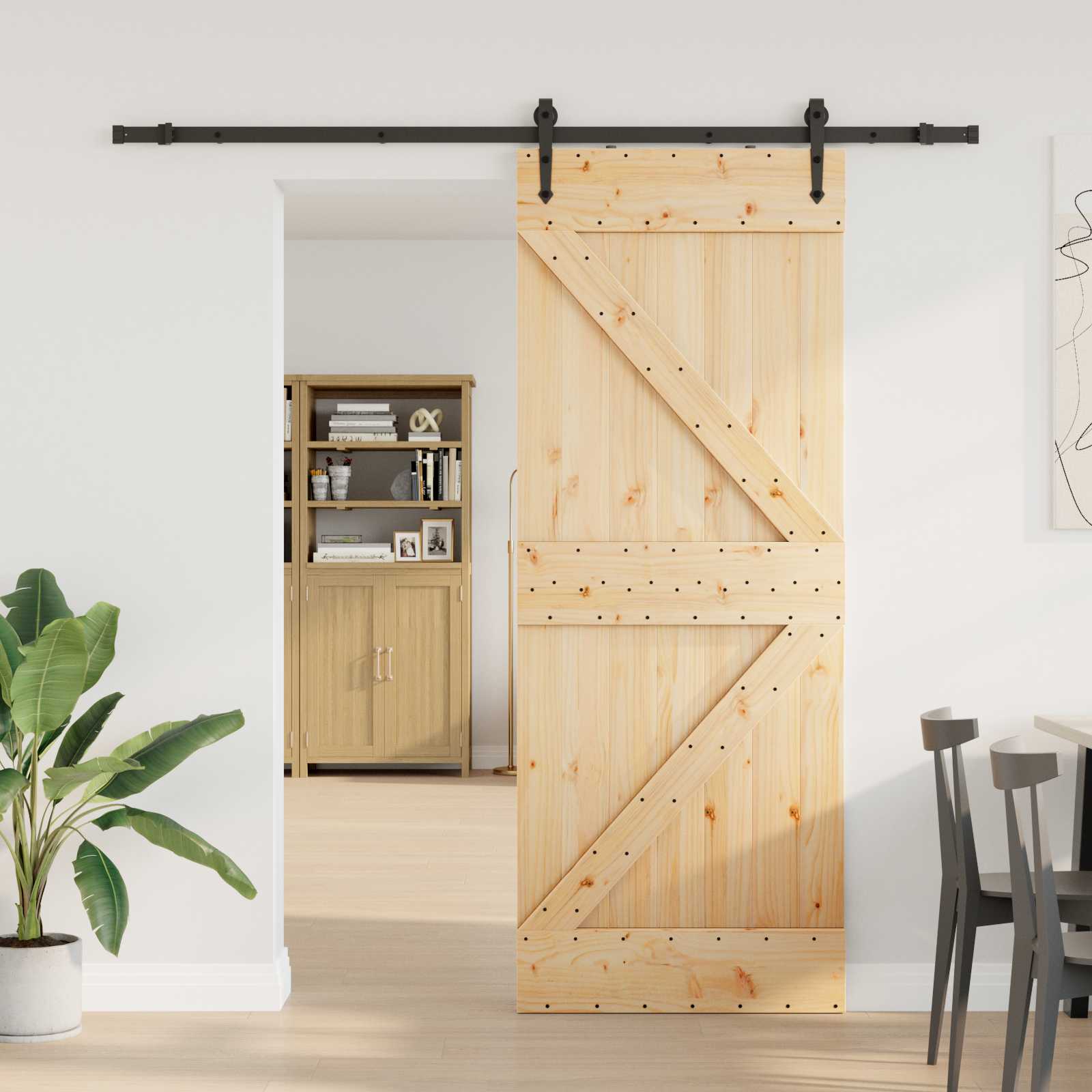 Bīdāmās durvis NARVIK Dabīgā krāsā un melnas 80 x 210 cm (213,5 cm)