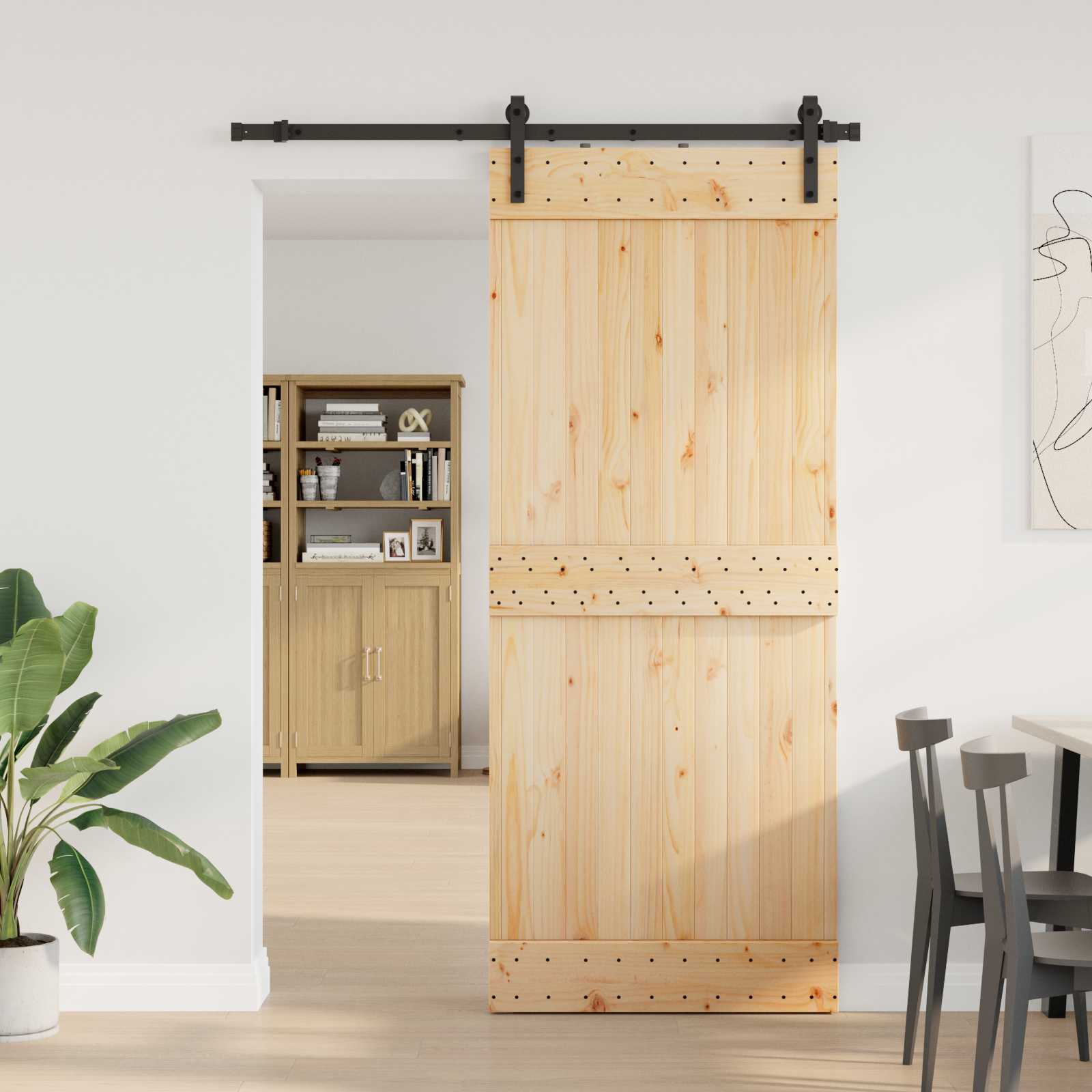 Bīdāmās durvis NARVIK Dabīgā un melna 85 x 210 cm (152,5 cm)