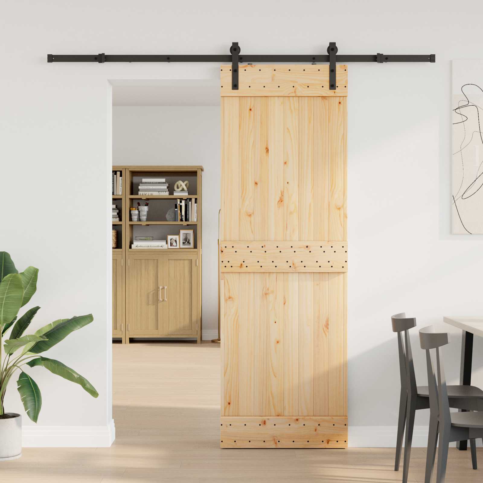 Bīdāmās durvis NARVIK Dabīga un melna 70 x 210 cm (213,5 cm)