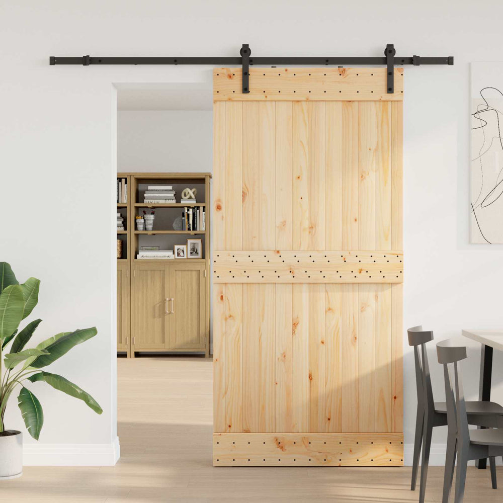 Slankios durys NARVIK Natūrali ir juoda 100 x 210 cm (213,5 cm)