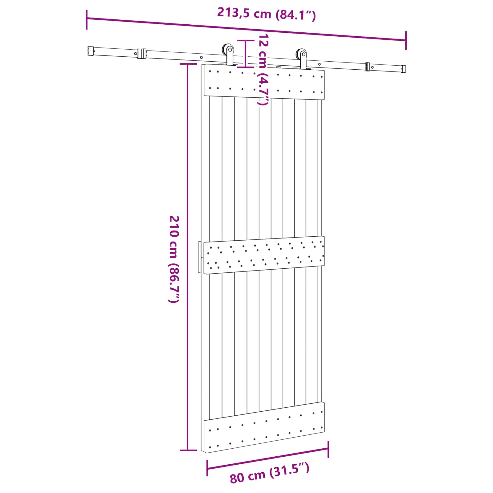 Slankios durys NARVIK 80 x 210 cm (213,5 cm) Natūrali ir juoda