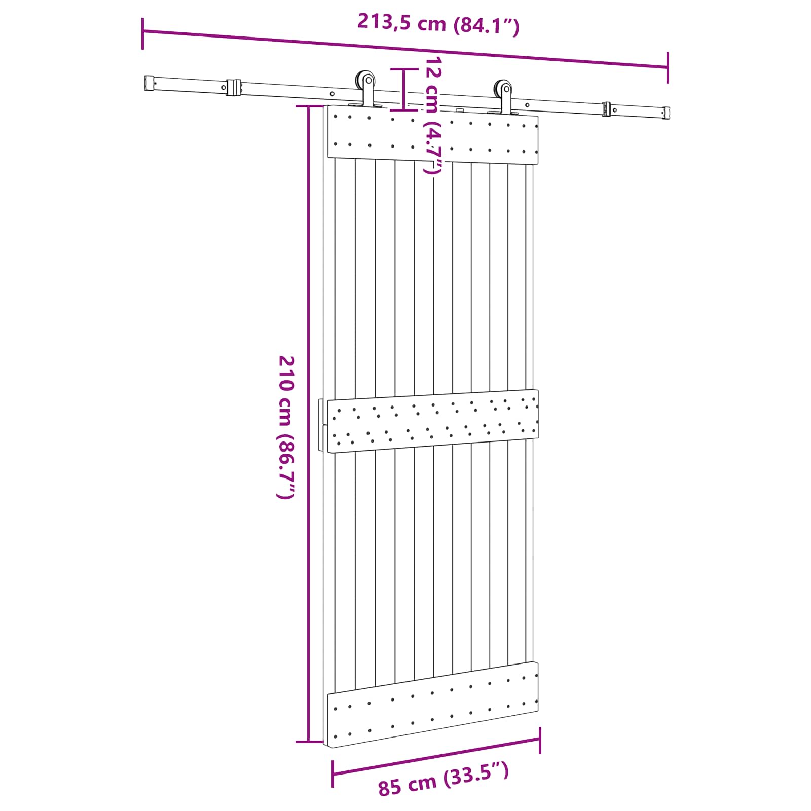 Slankios durys NARVIK 85 x 210 cm (213,5 cm) Natūrali ir juoda