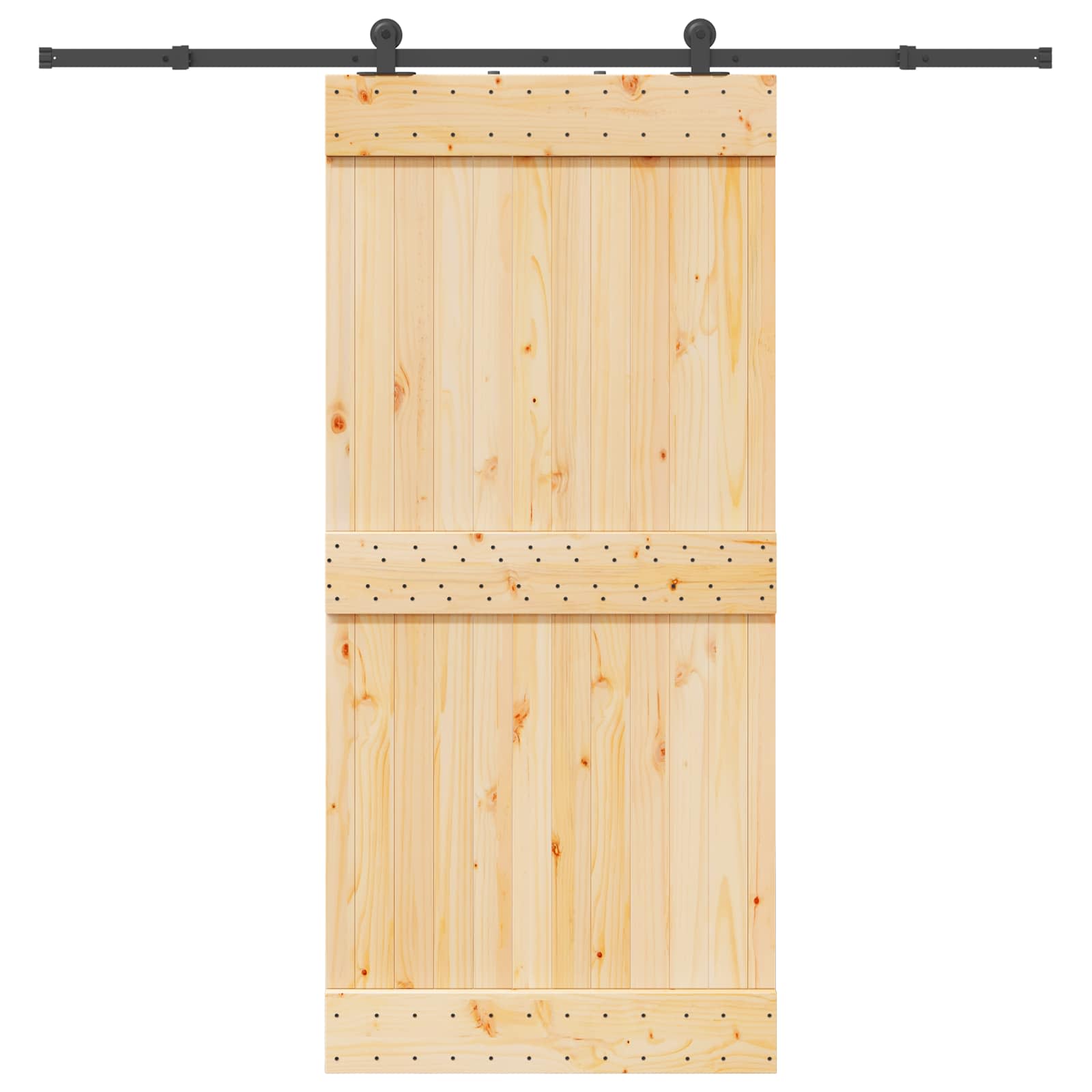 Slankios durys NARVIK Natūrali ir juoda 95 x 210 cm (213,5 cm)
