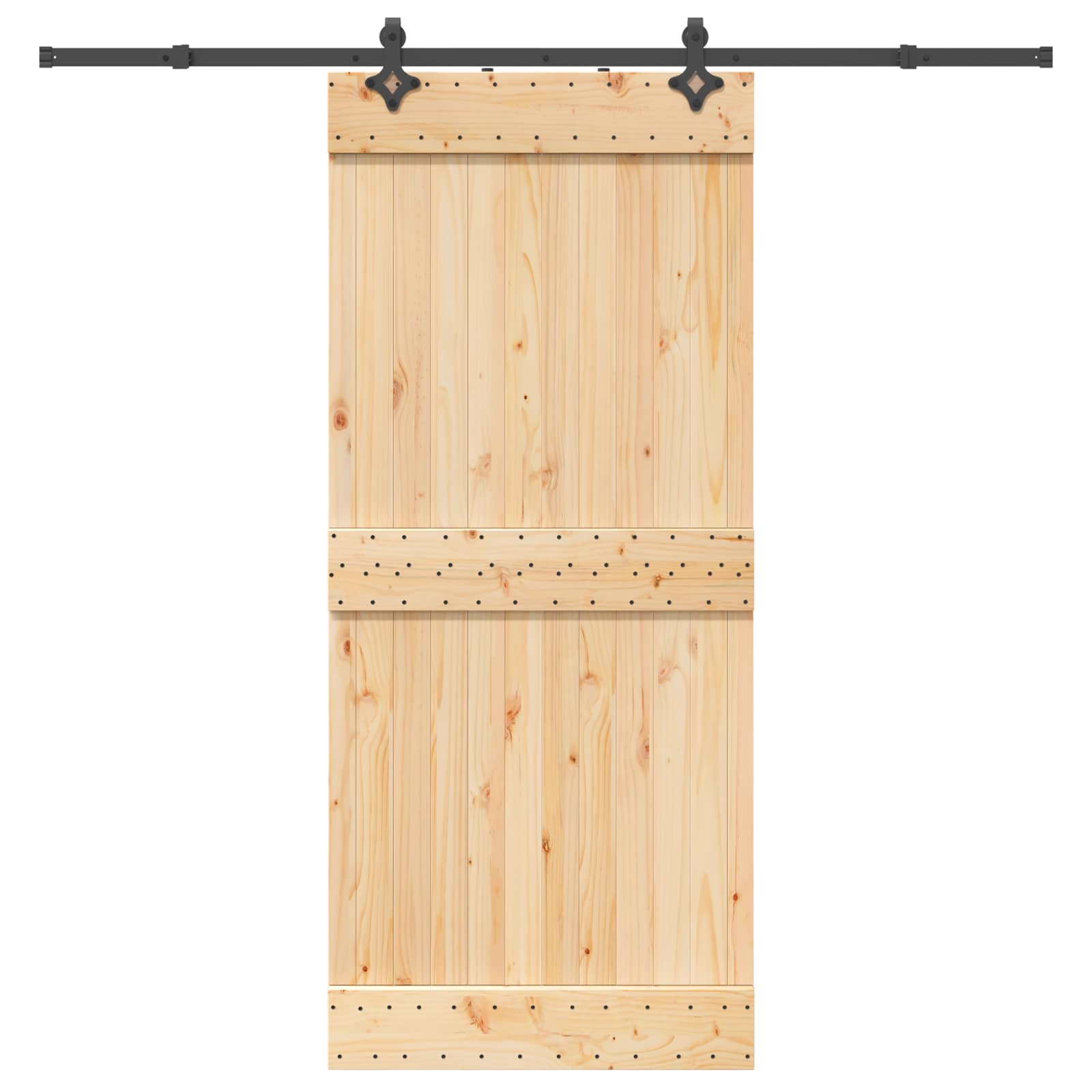 Slankios durys NARVIK Natūrali ir juoda 90 x 210 cm (213,5 cm)