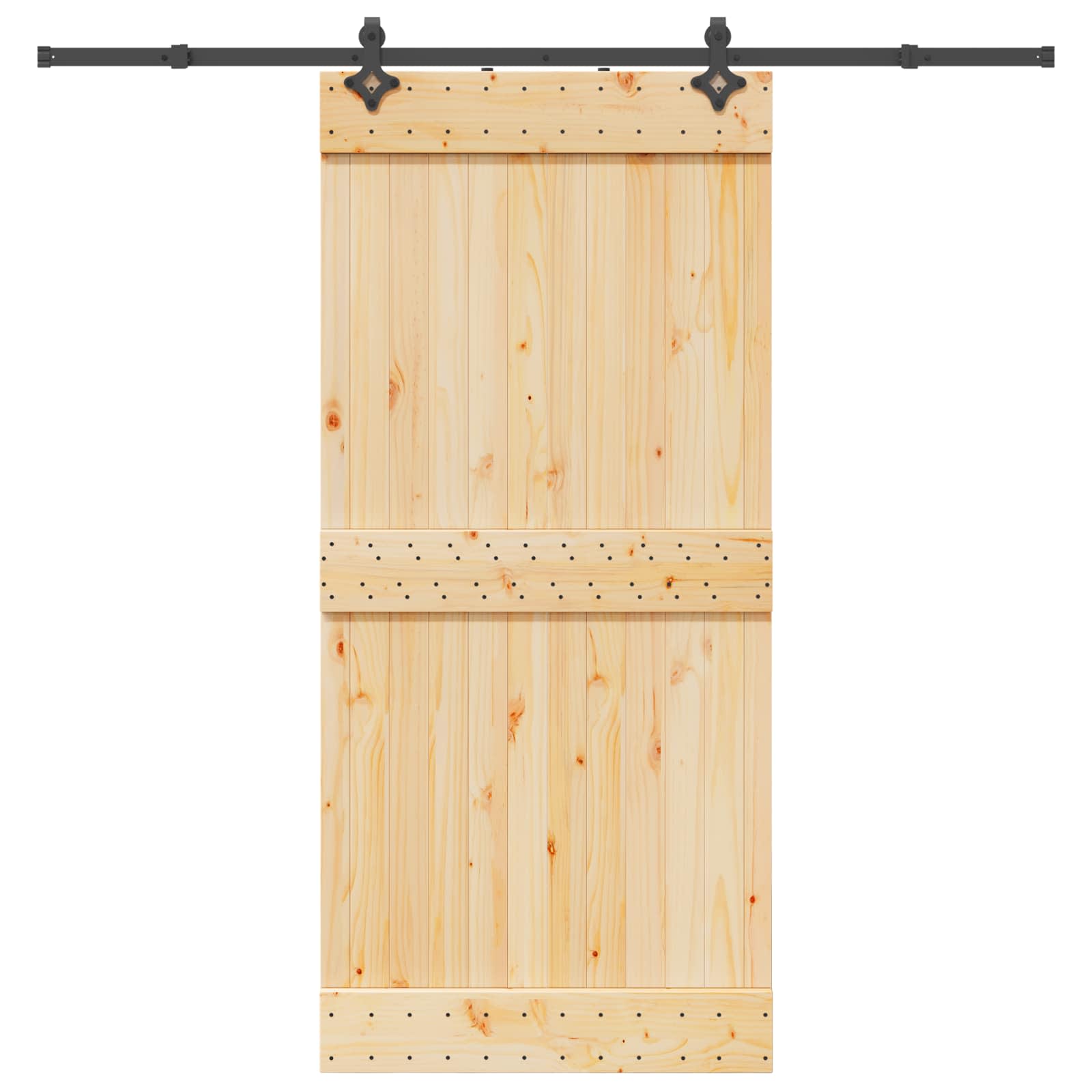 Slankios durys NARVIK Natūrali ir juoda 95 x 210 cm (213,5 cm)