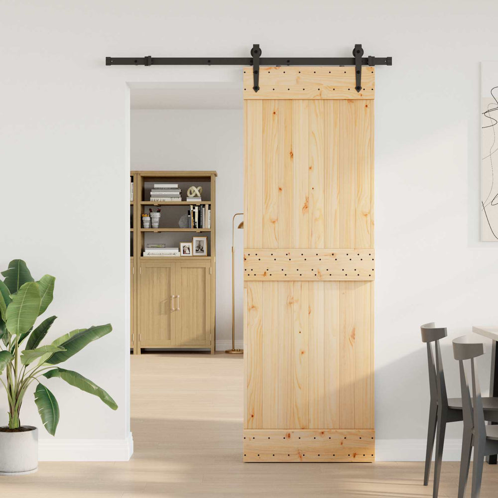 Slankios durys NARVIK Natūrali ir juoda 80 x 210 cm (152,5 cm)