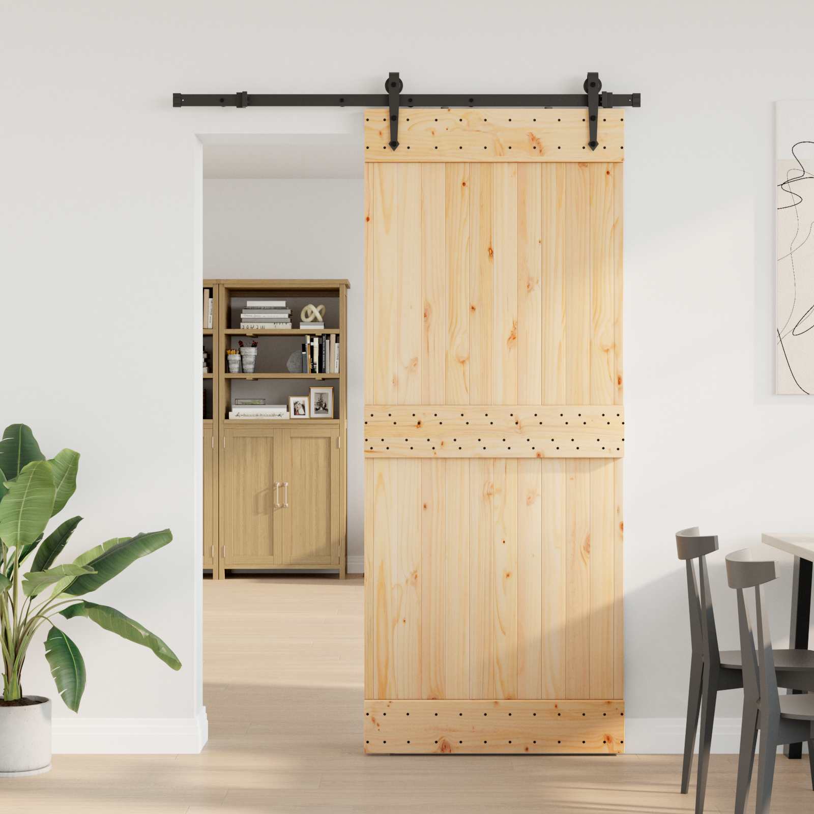 Slankios durys NARVIK Natūrali ir juoda 85 x 210 cm (152,5 cm)