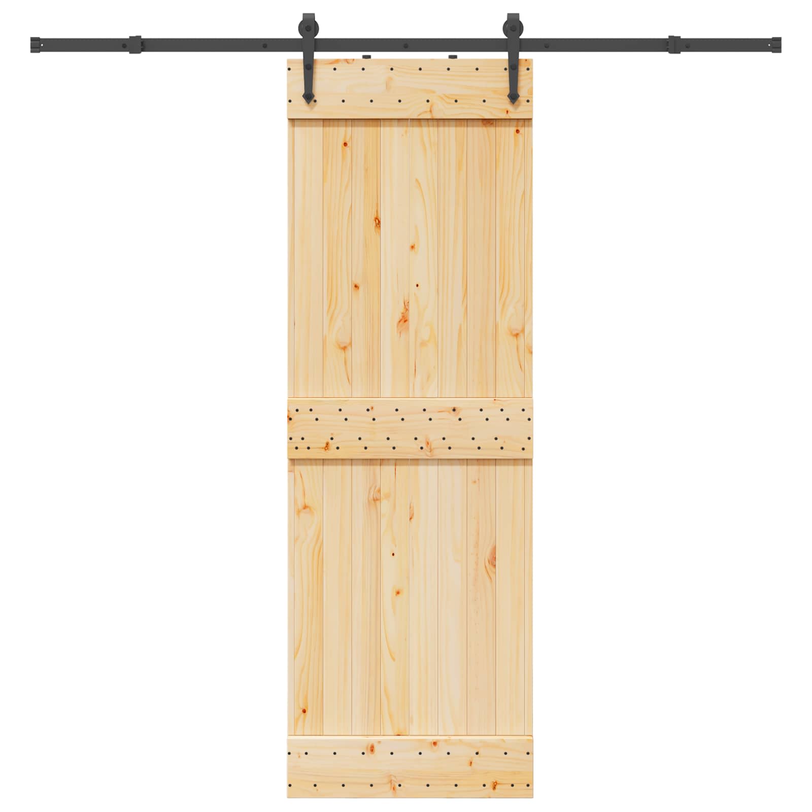 Slankios durys NARVIK Natūrali ir juoda 70 x 210 cm (213,5 cm)