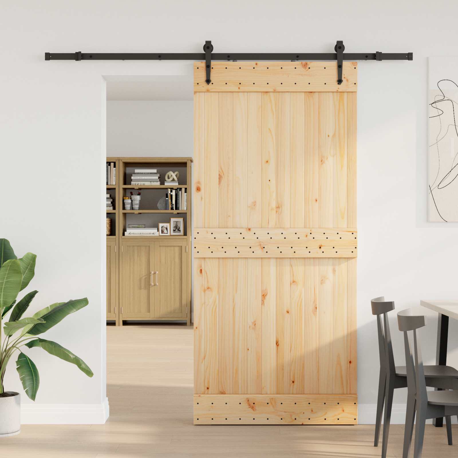 Bīdāmās durvis NARVIK Dabīga un melna 95 x 210 cm (213,5 cm)