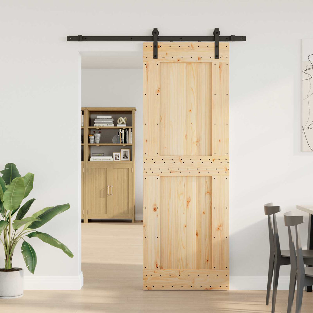 Slankios durys NARVIK Natūrali ir juoda 80 x 210 cm (152,5 cm)