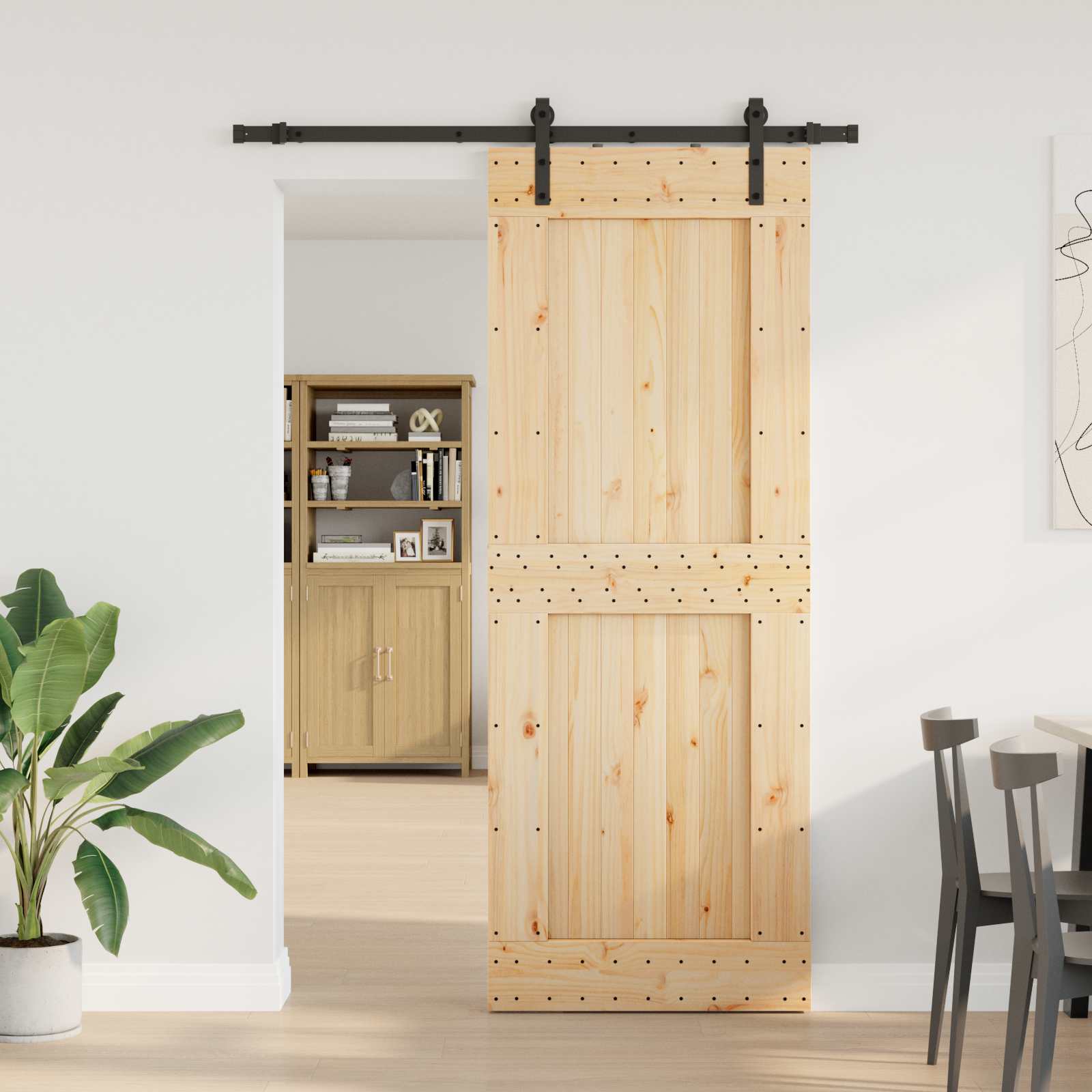 Bīdāmās durvis NARVIK Dabīgā un melna 85 x 210 cm (152,5 cm)