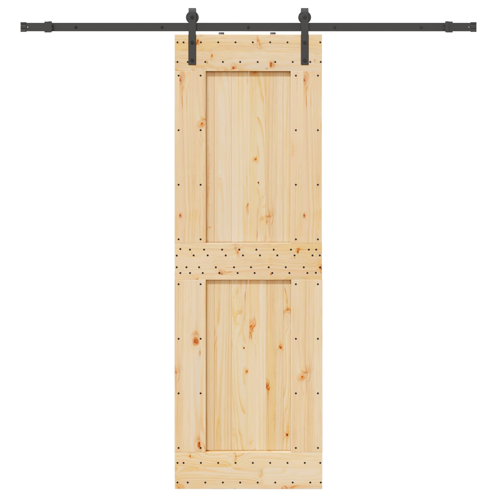 Slankios durys NARVIK Natūrali ir juoda 70 x 210 cm (213,5 cm)