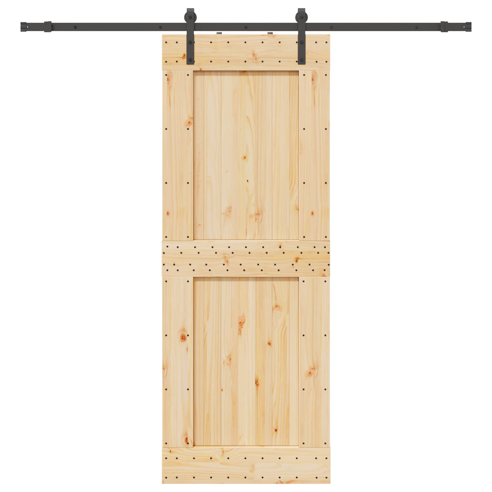 Slankios durys NARVIK Natūrali ir juoda 85 x 210 cm (213,5 cm)