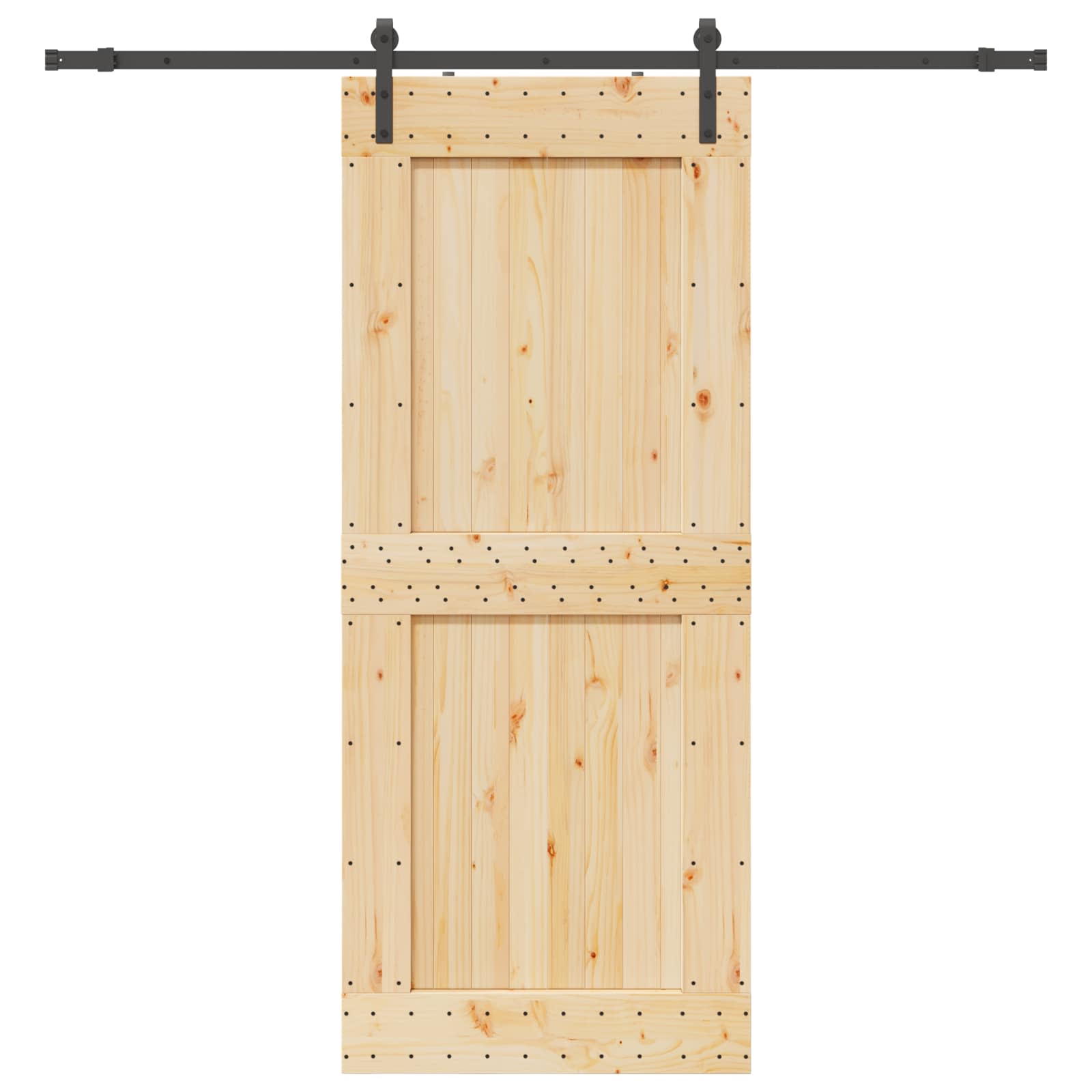 Slankios durys NARVIK Natūrali ir juoda 95 x 210 cm (213,5 cm)