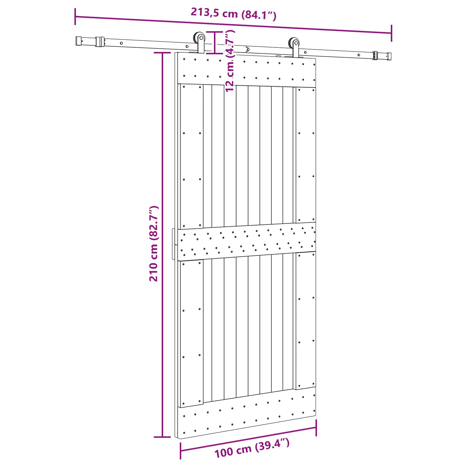Slankios durys NARVIK Natūrali ir juoda 100 x 210 cm (213,5 cm)