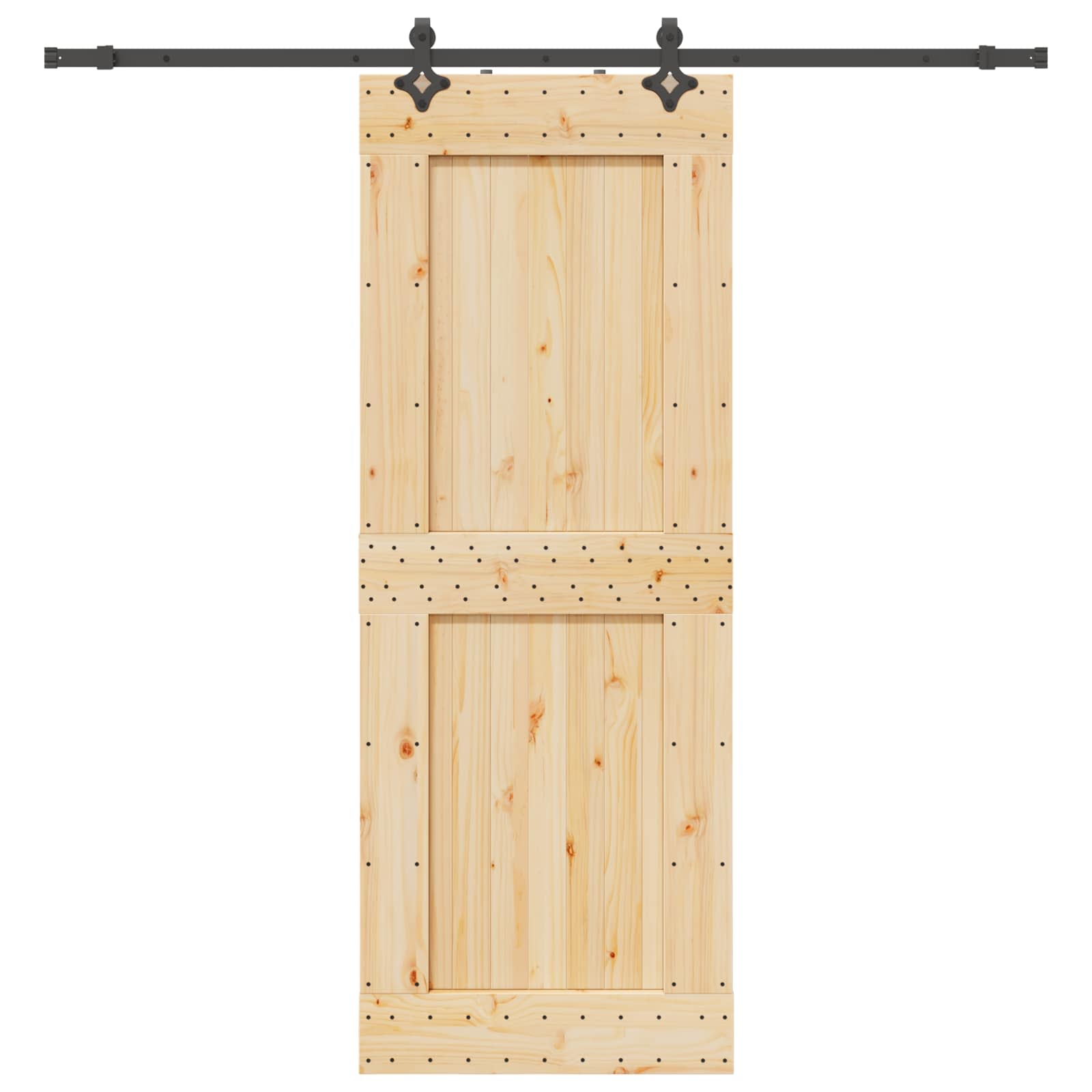 Slankios durys NARVIK Natūrali ir juoda 85 x 210 cm (213,5 cm)